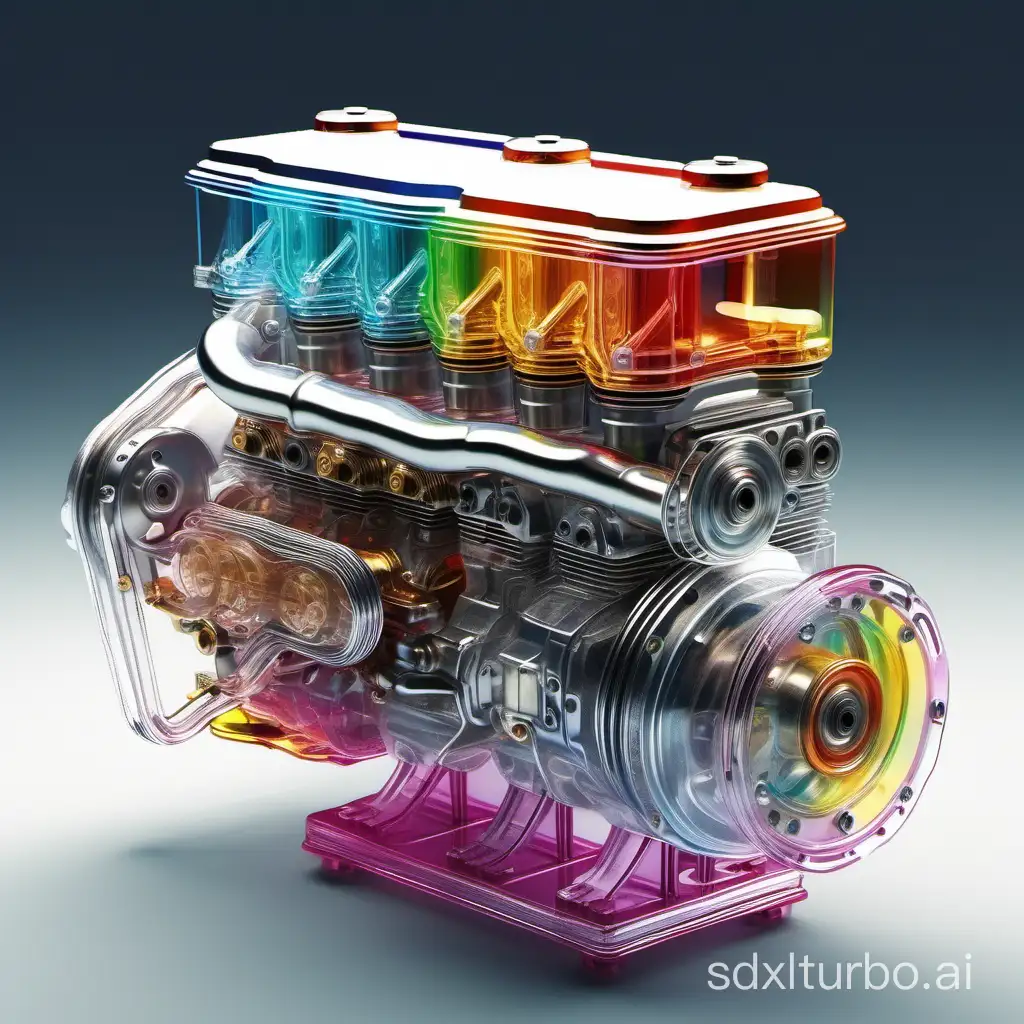very complex colored transparent engine
