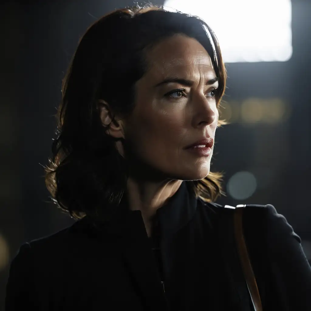 Determined Female Character Resembling Lena Headey in a Cinematic Scene
