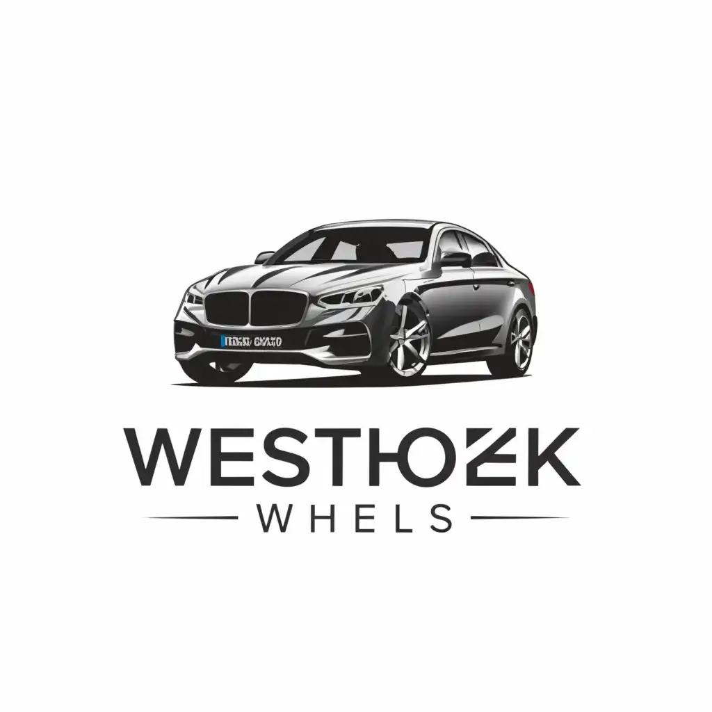 a logo design, with the text 'Westhoek Wheels', main symbol: Car, Complex, be used in Automotive industry, colour red, with background