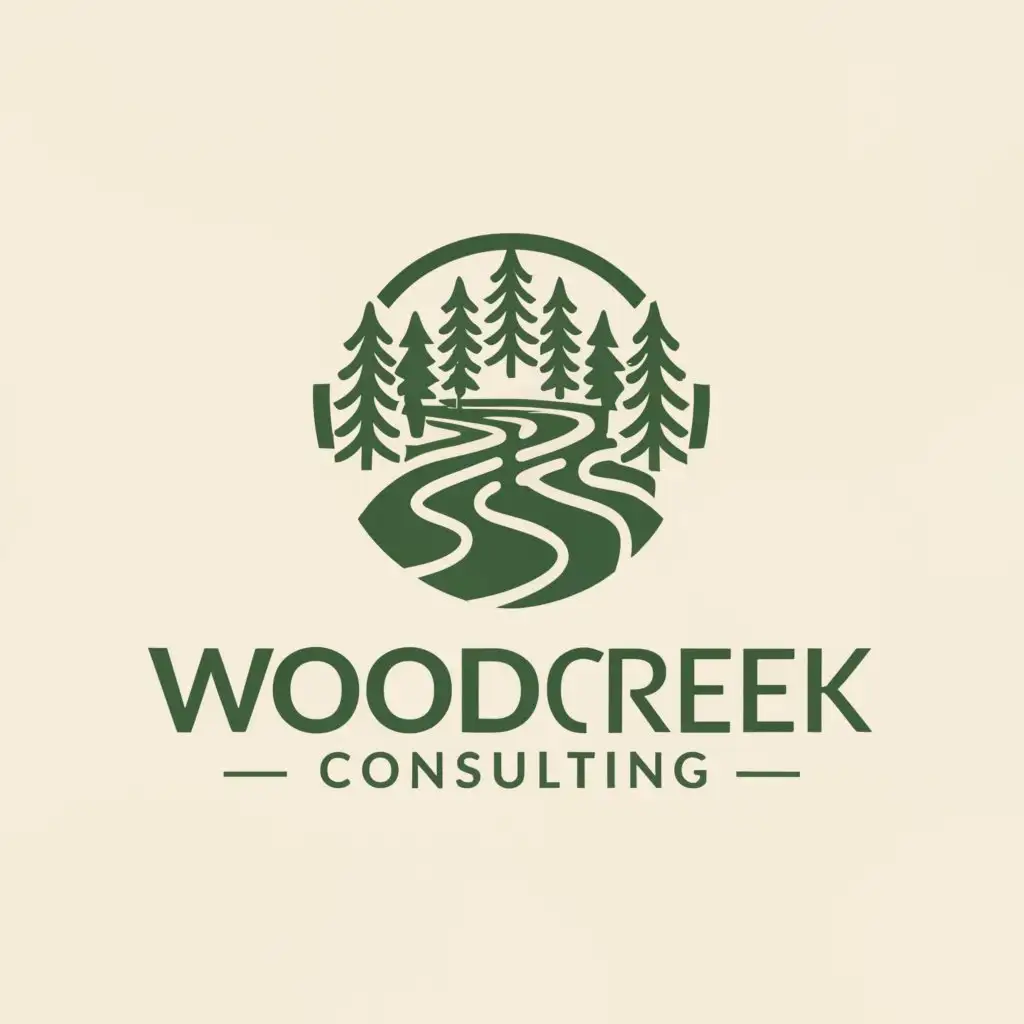 a logo design,with the text "Woodcreek Consulting", main symbol:Forest,complex,be used in Travel industry,clear background