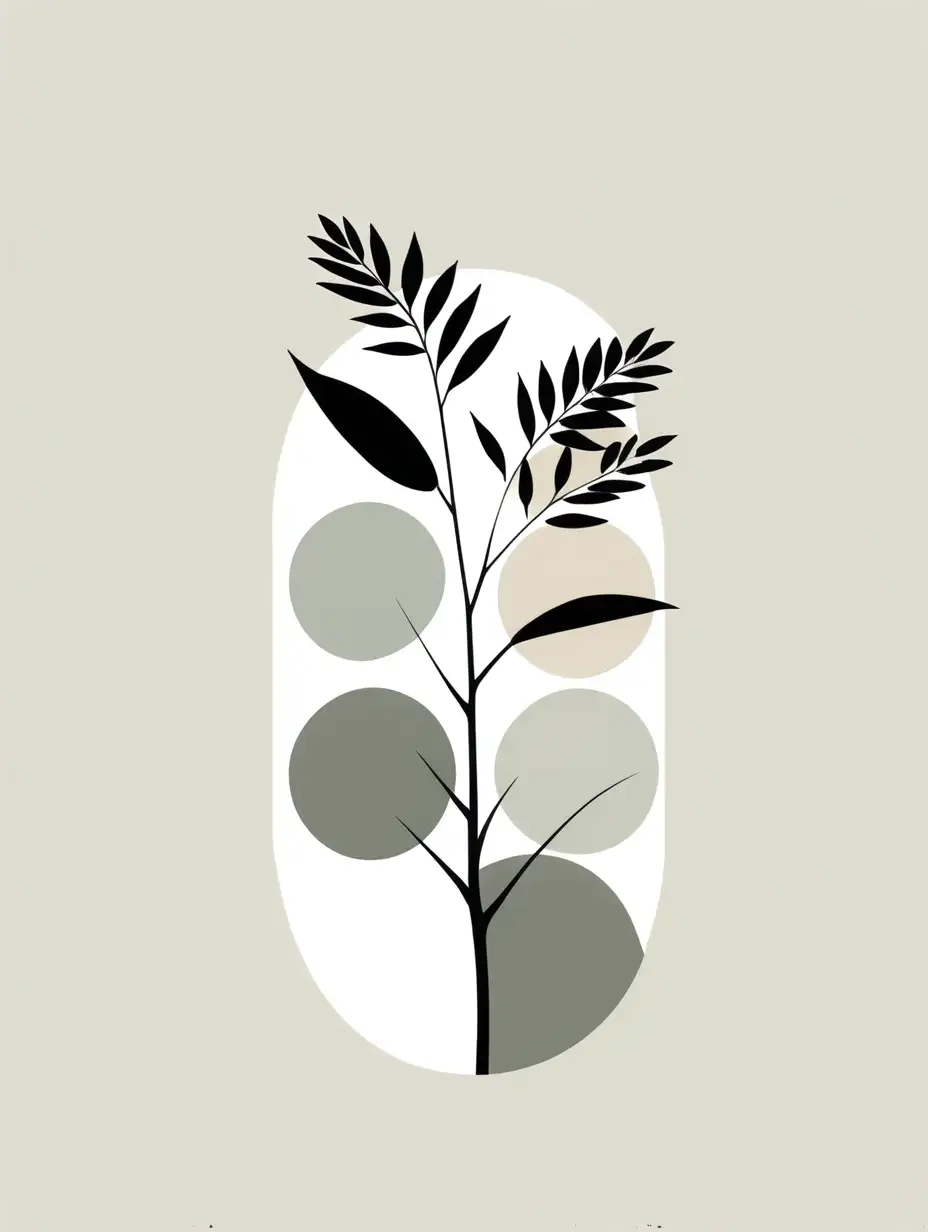 JapandiInspired Minimalist Graphic with Natural Elements and Calm Color Palette