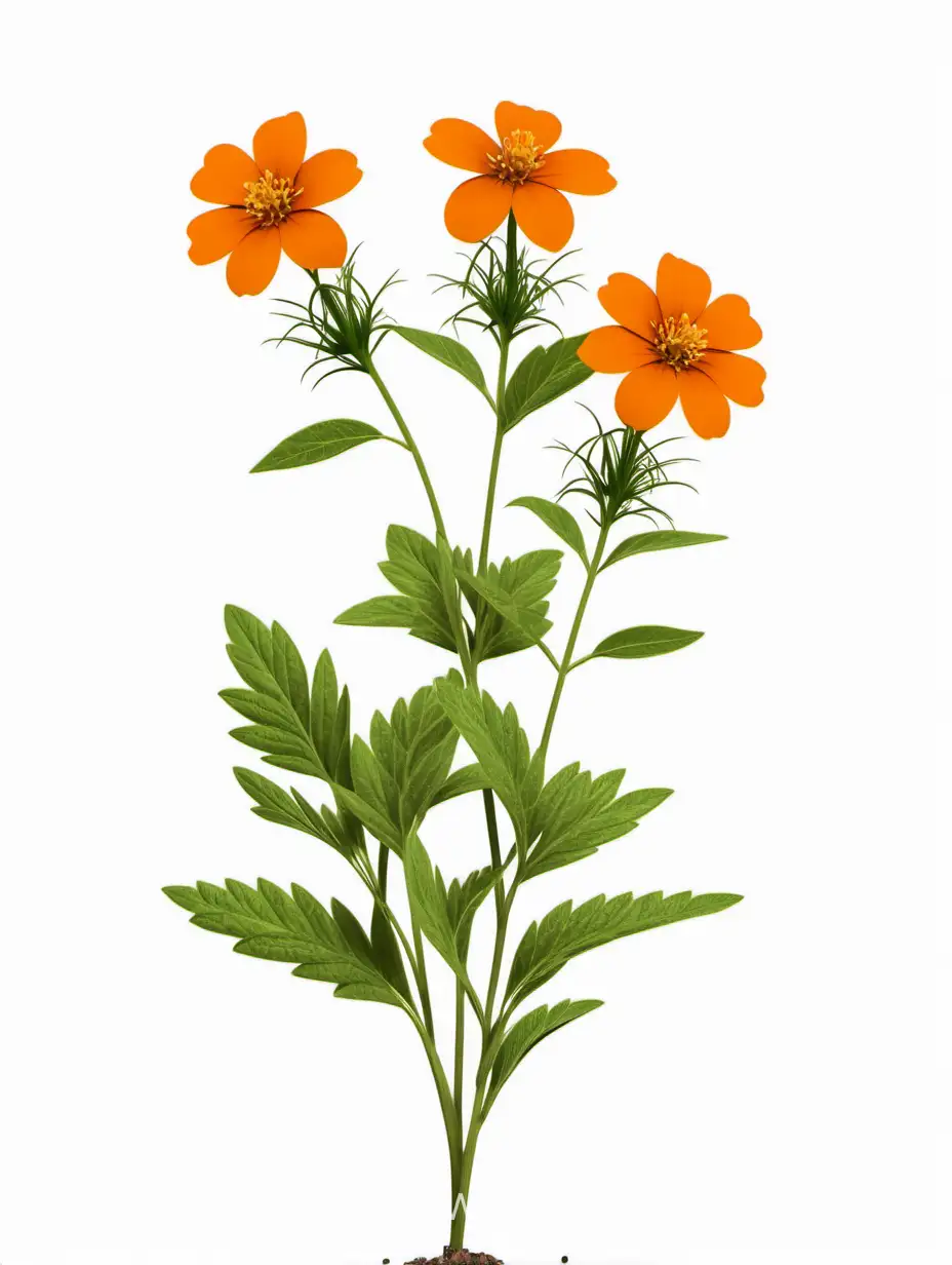 Elegant-Trio-Dar-Orange-Wildflower-Cluster-in-Stunning-4K-Lines-Art