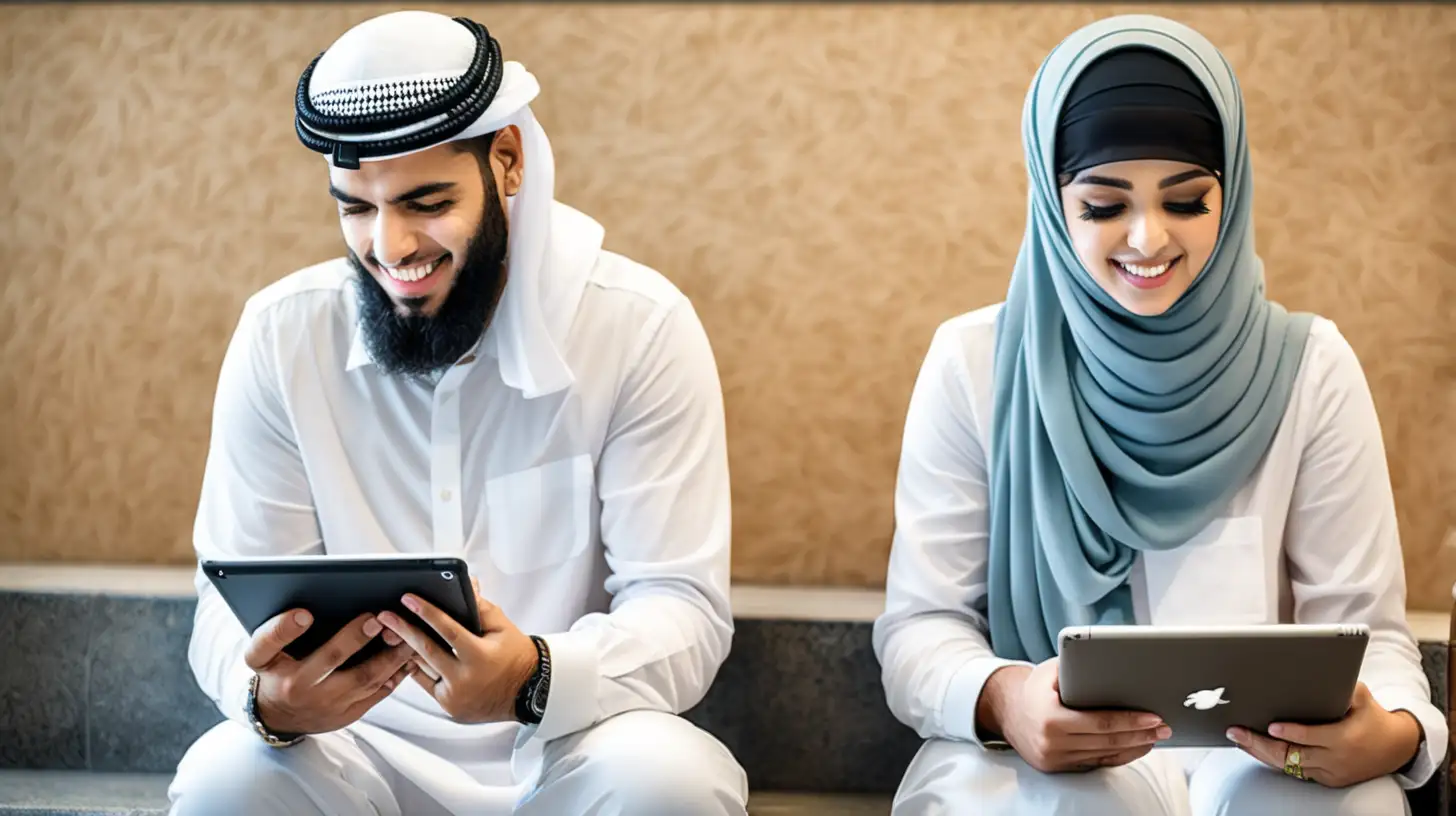 Online Shahada Man and Woman Embracing Faith Through iPads