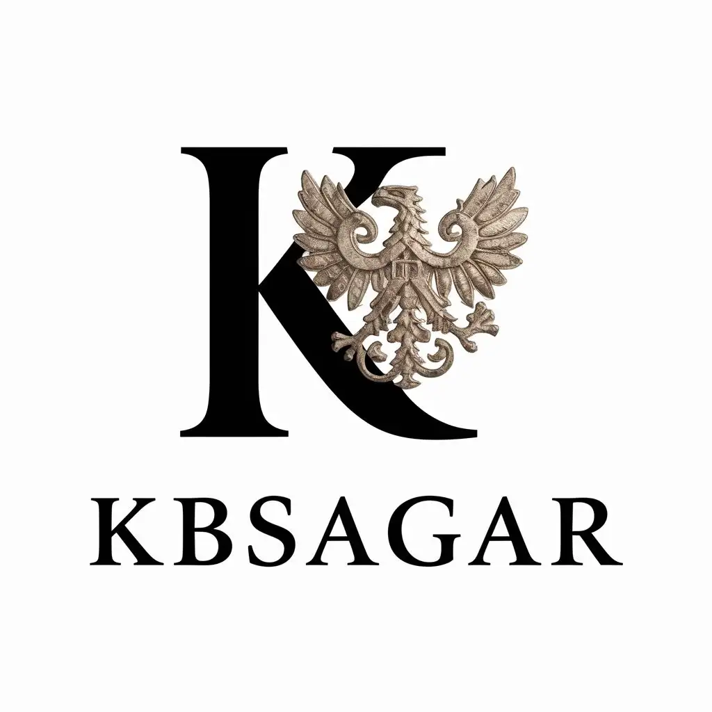 logo, The letter K and the Roman imperial eagle, with the text "Kbsagar", typography