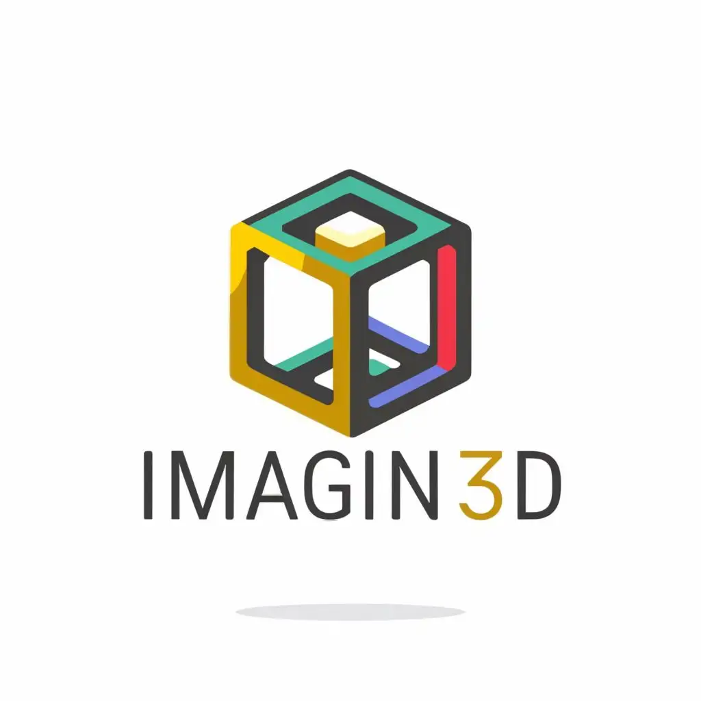 a logo design,with the text 'Imagin3D', main symbol:3D printer,Minimalistic,be used in Retail industry,clear background, mirror the 3