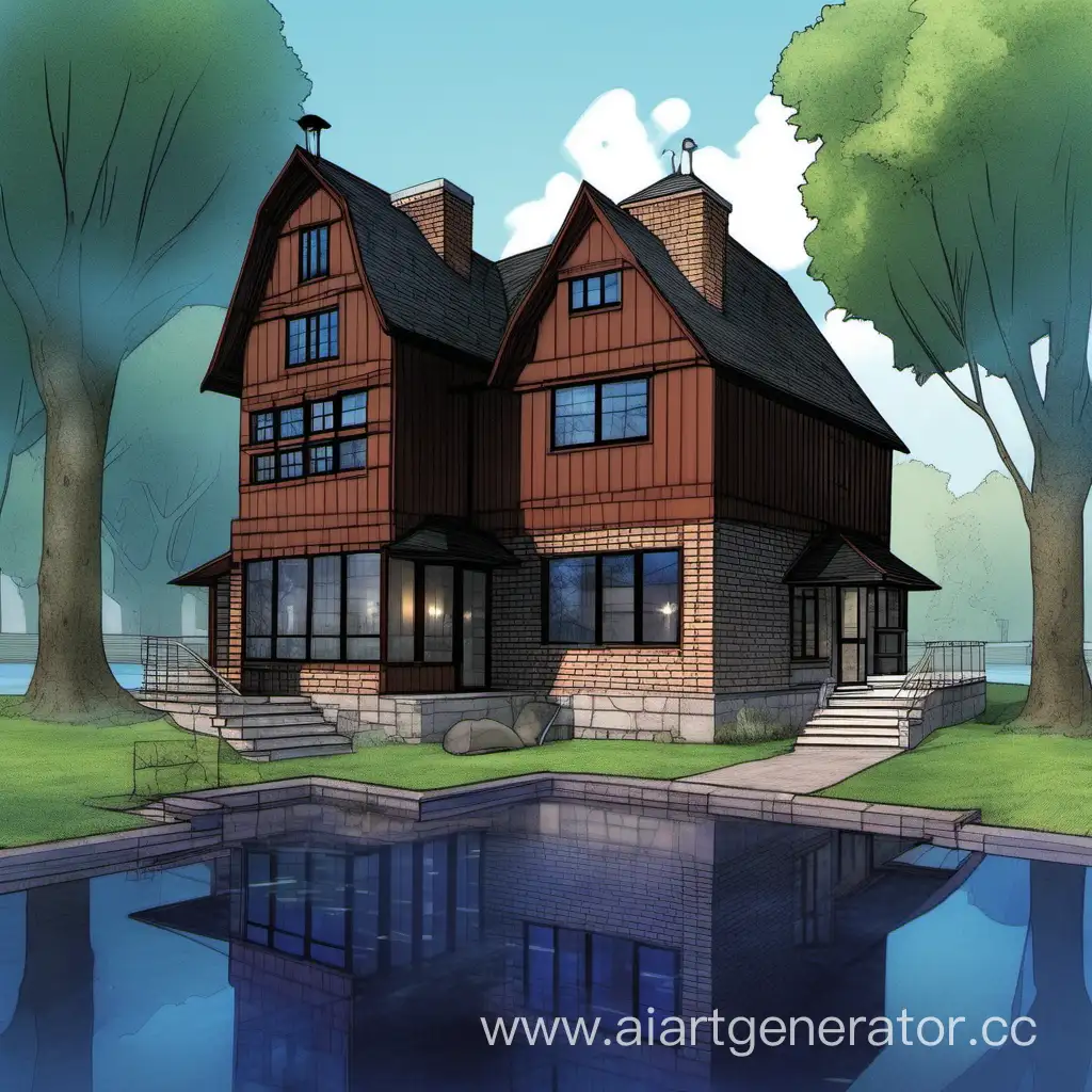 Magicians-TwoStory-Dark-Oak-and-Brick-House-Beside-Calm-River