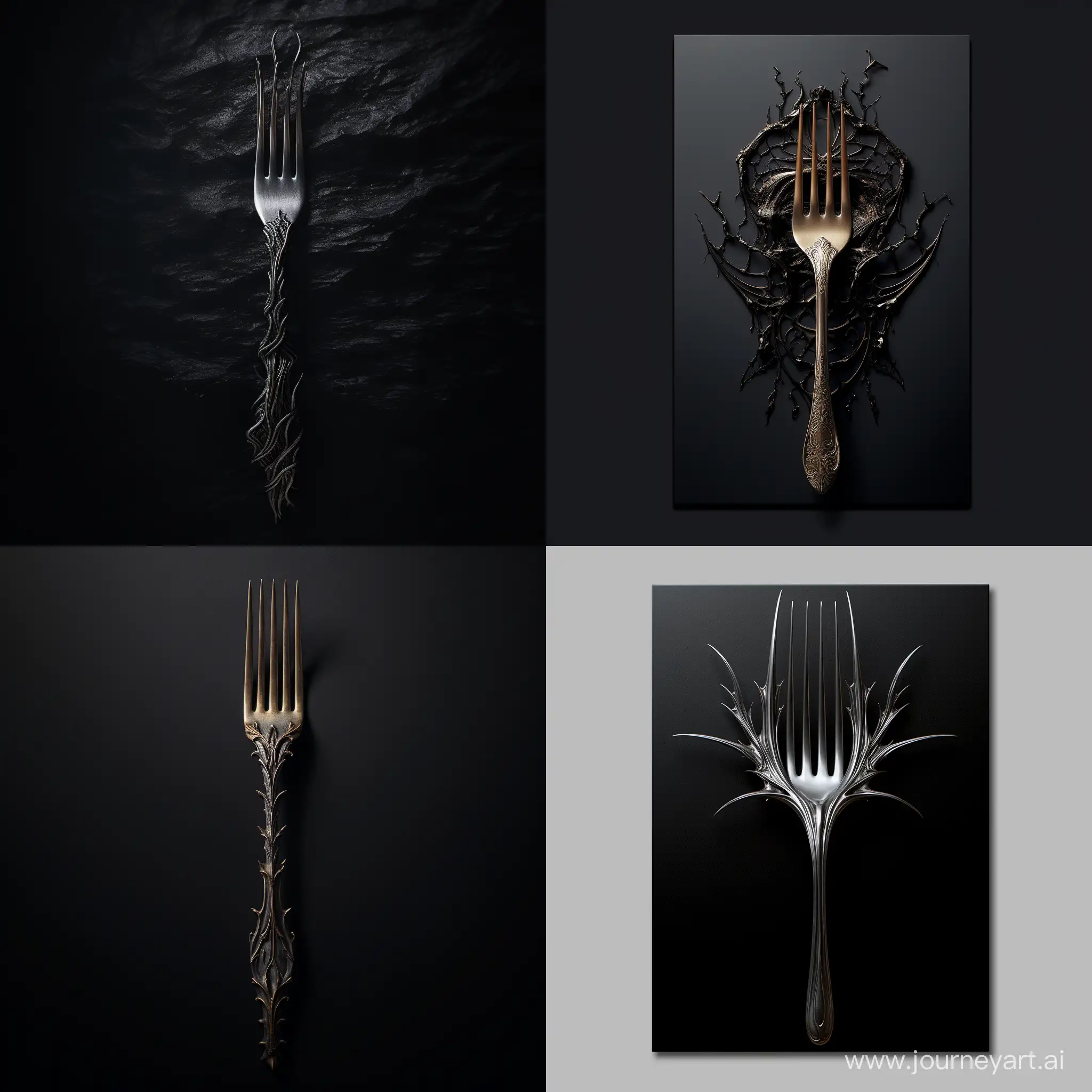 Elegant-Dark-Fork-on-Mysterious-Gray-Background-Dark-Fantasy-Art