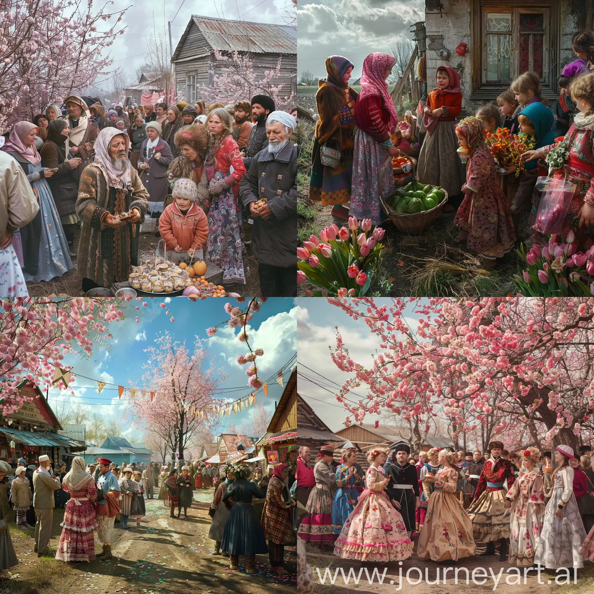 Праздник весны в русской деревне, фотография, гиперреализм, высокое разрешение