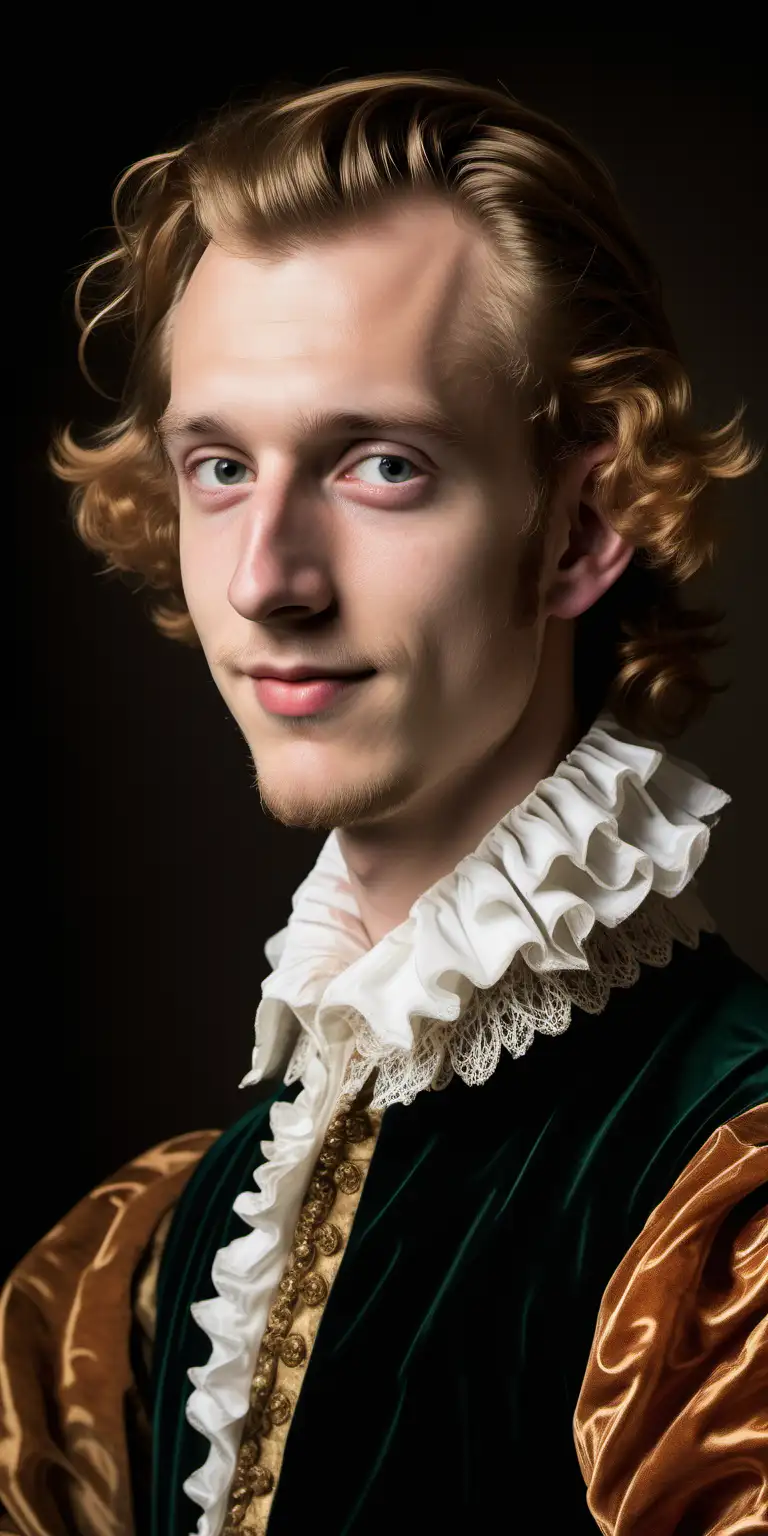 A side photo of a very attractive 20-year old Elizabethan aristocrat Henry Wriothesley, Third Earl of Southampton, with an arrogant, cocksure smile staring into the distance, transparent background


