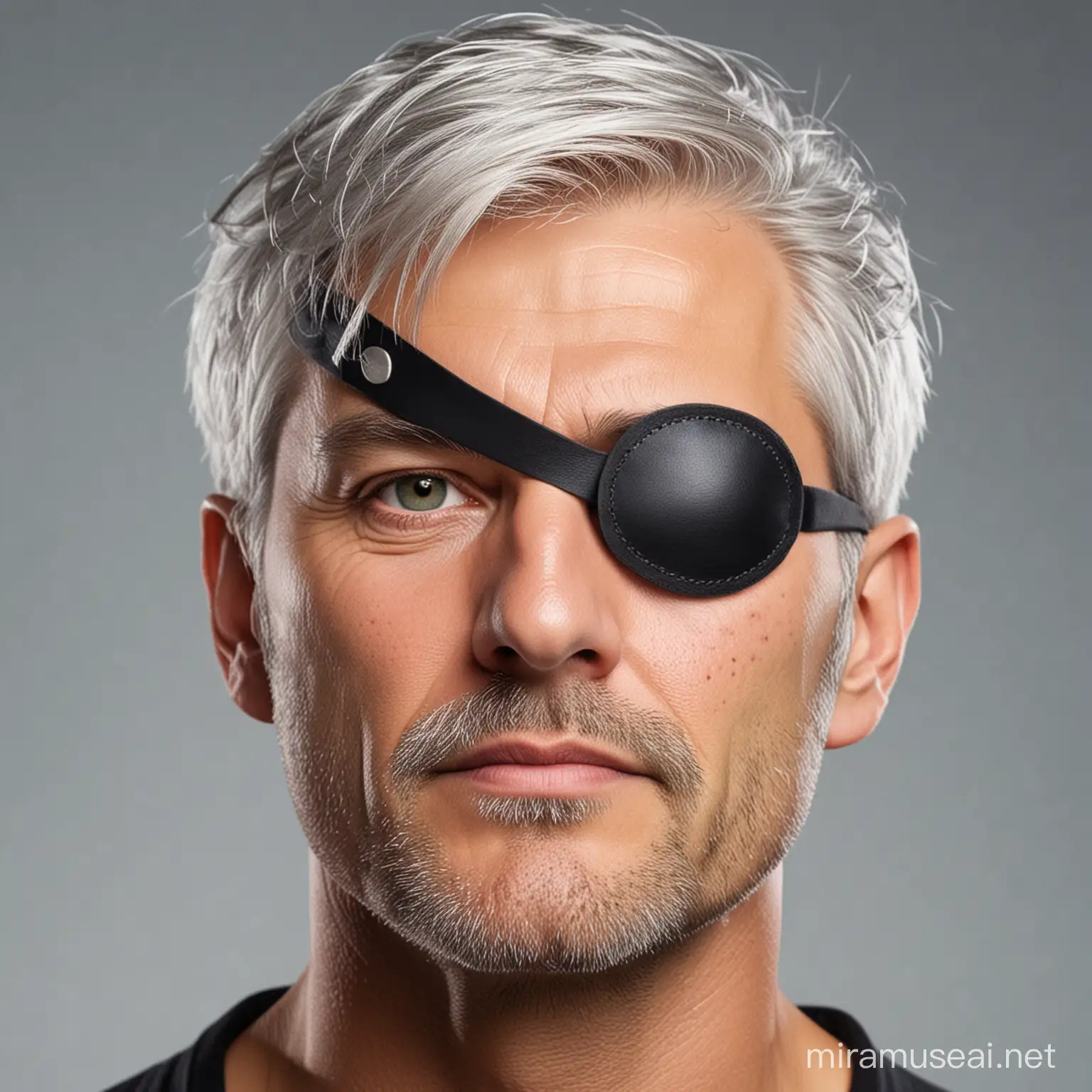 Silver haired man eyepatch