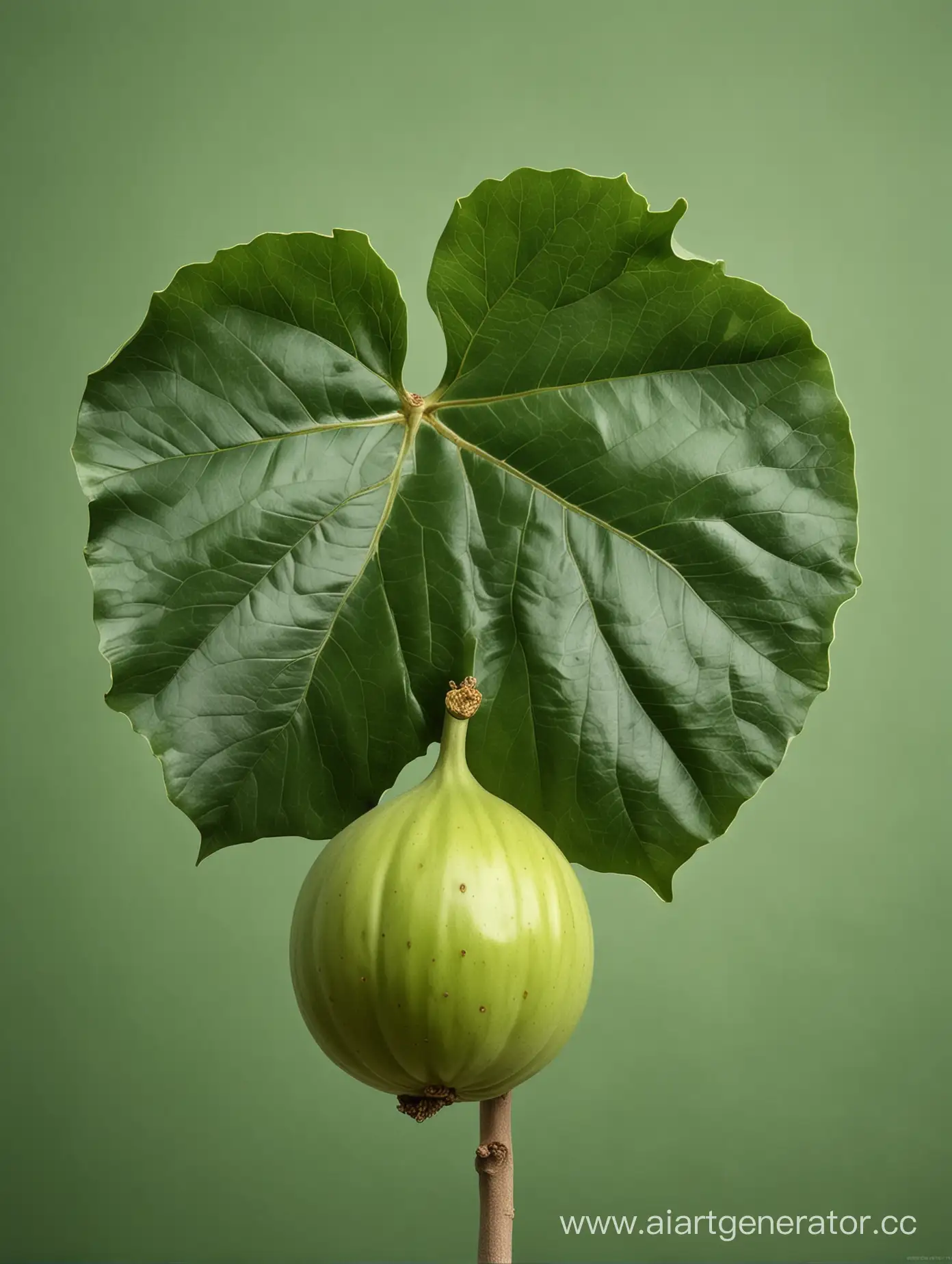 big Fig with green leaf green background