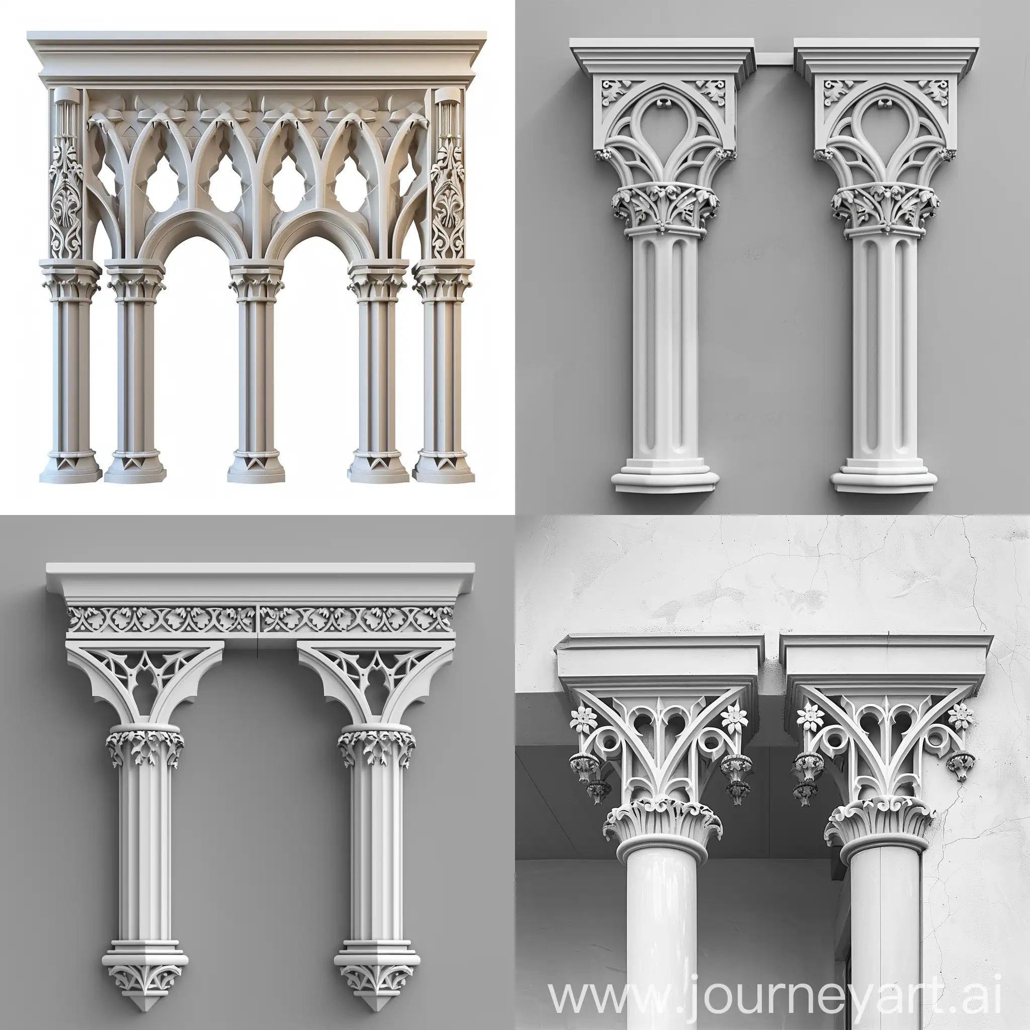 Gothic-and-Victorian-Style-Column-Trim-Design-with-Plaster-Decoration-and-Beam-Connection