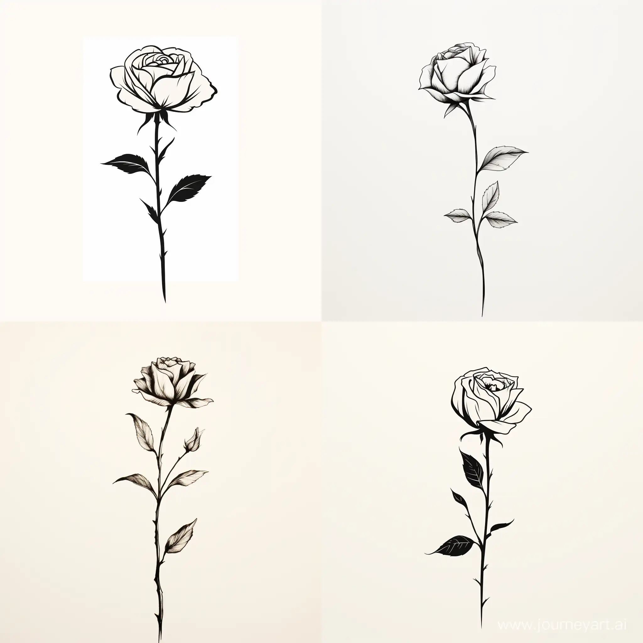 minimalist black line art of a rose on a white background