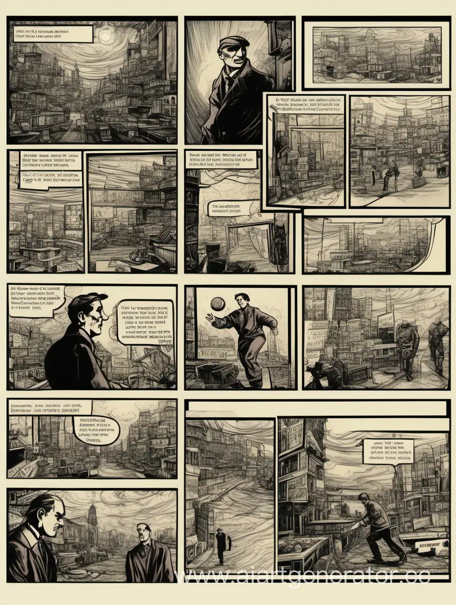 Comic-Strip-Featuring-Mayakovsky-A-Dynamic-Narrative-with-Dialogues