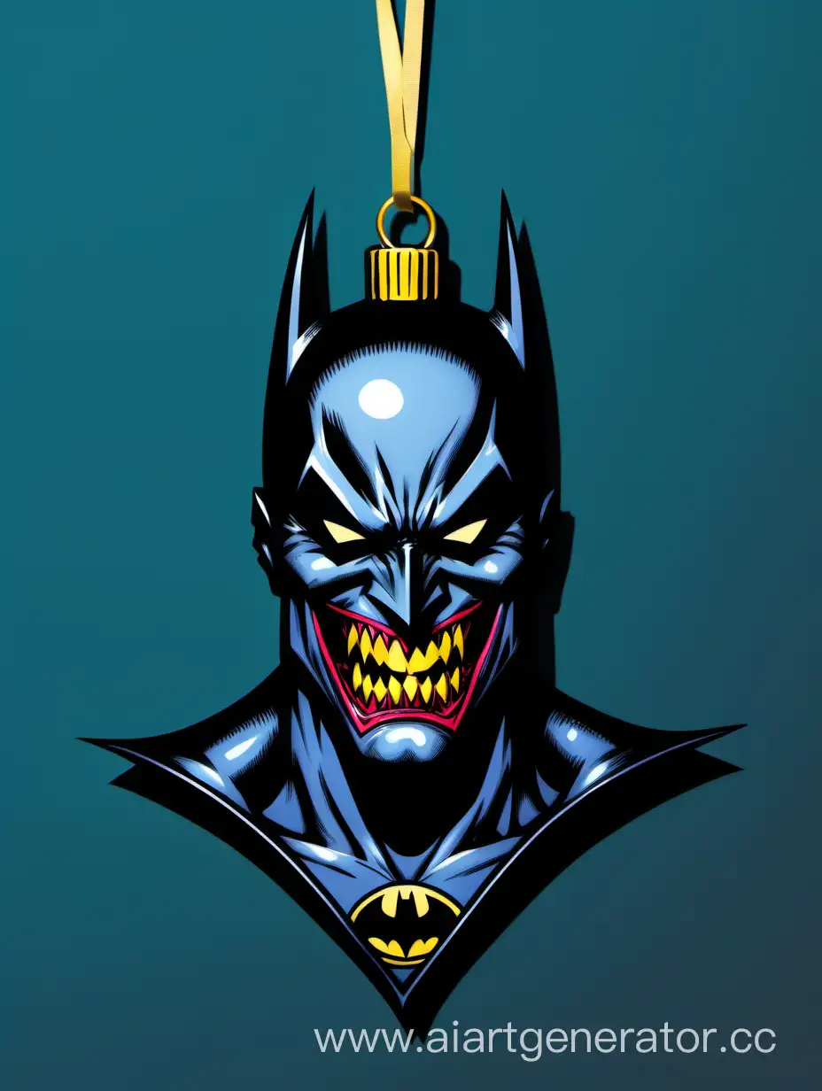 possessed batman, crazy, punk, hell ornament, minimalistic colors, comic book art, 