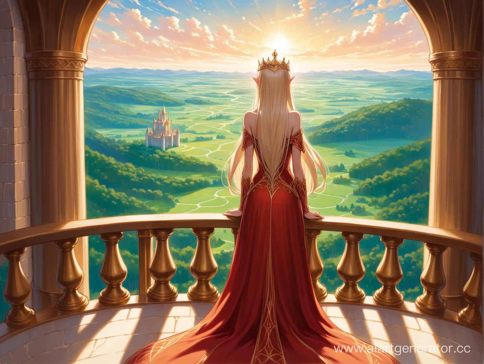 Regal-Elf-Queen-Overlooking-Vast-Forest-Kingdom