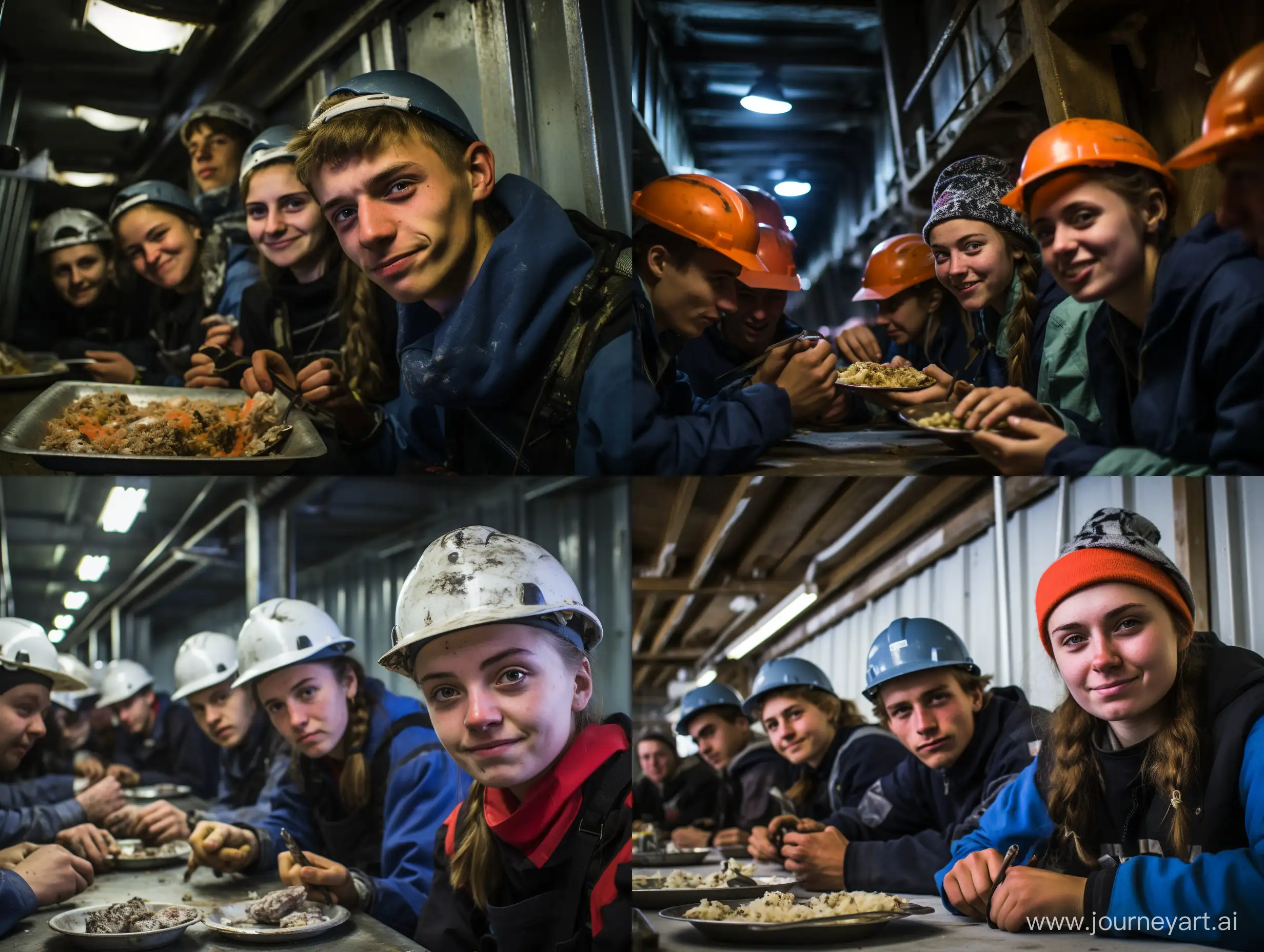 Ukrainian-Seamen-Dining-on-Cargo-Ship-Scaffold-in-Antarctica