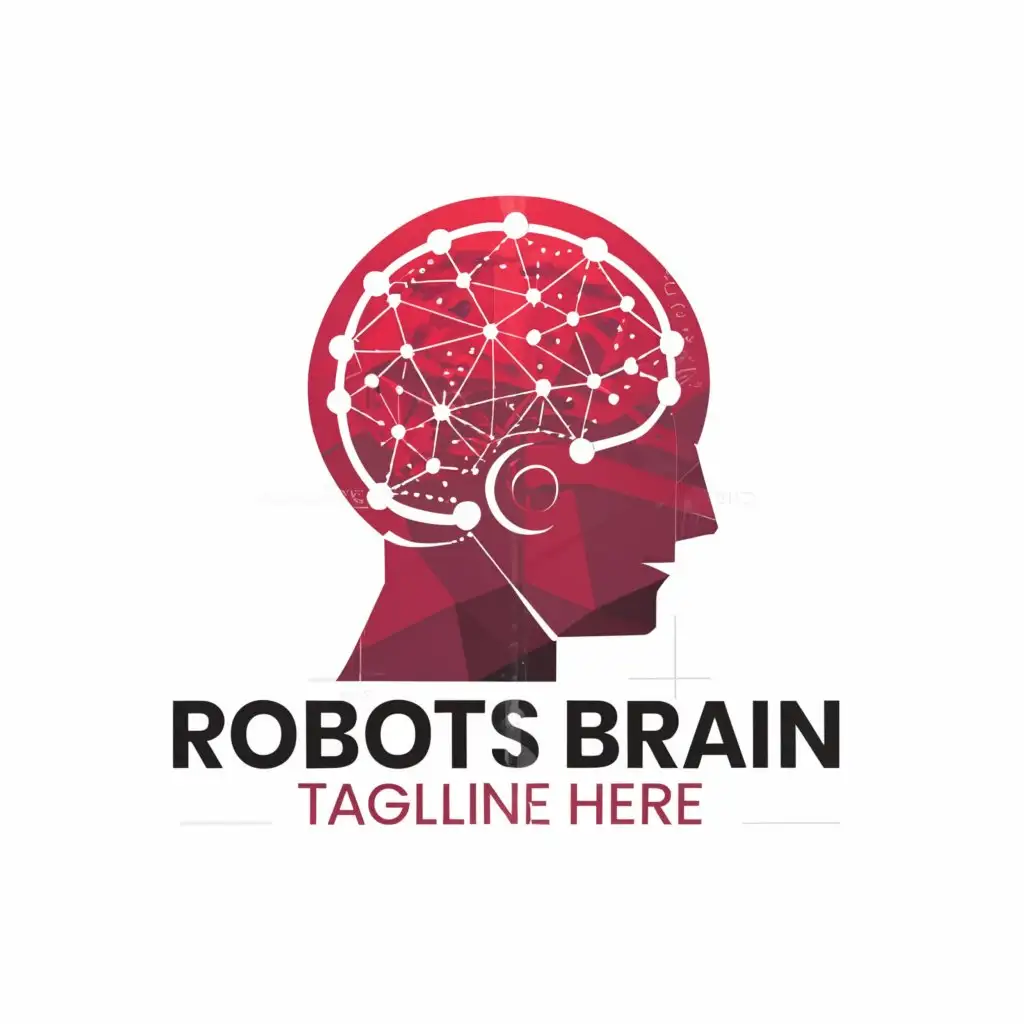 a logo design,with the text ".", main symbol:a picture of a robots brain, half of his brain is outpouring with dna, he is facing the side. the letter A and the letter I are somewhere engraved on him. he is red,complex,be used in Technology industry,clear background
