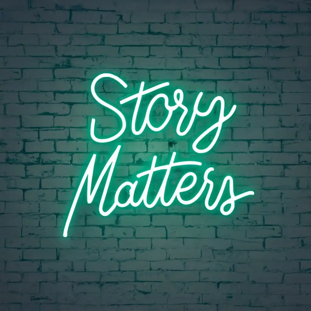 logo, logo, story matters, with the text "story matter", typography, neon, book page, with the text "story matters", typography, be used in Travel industry