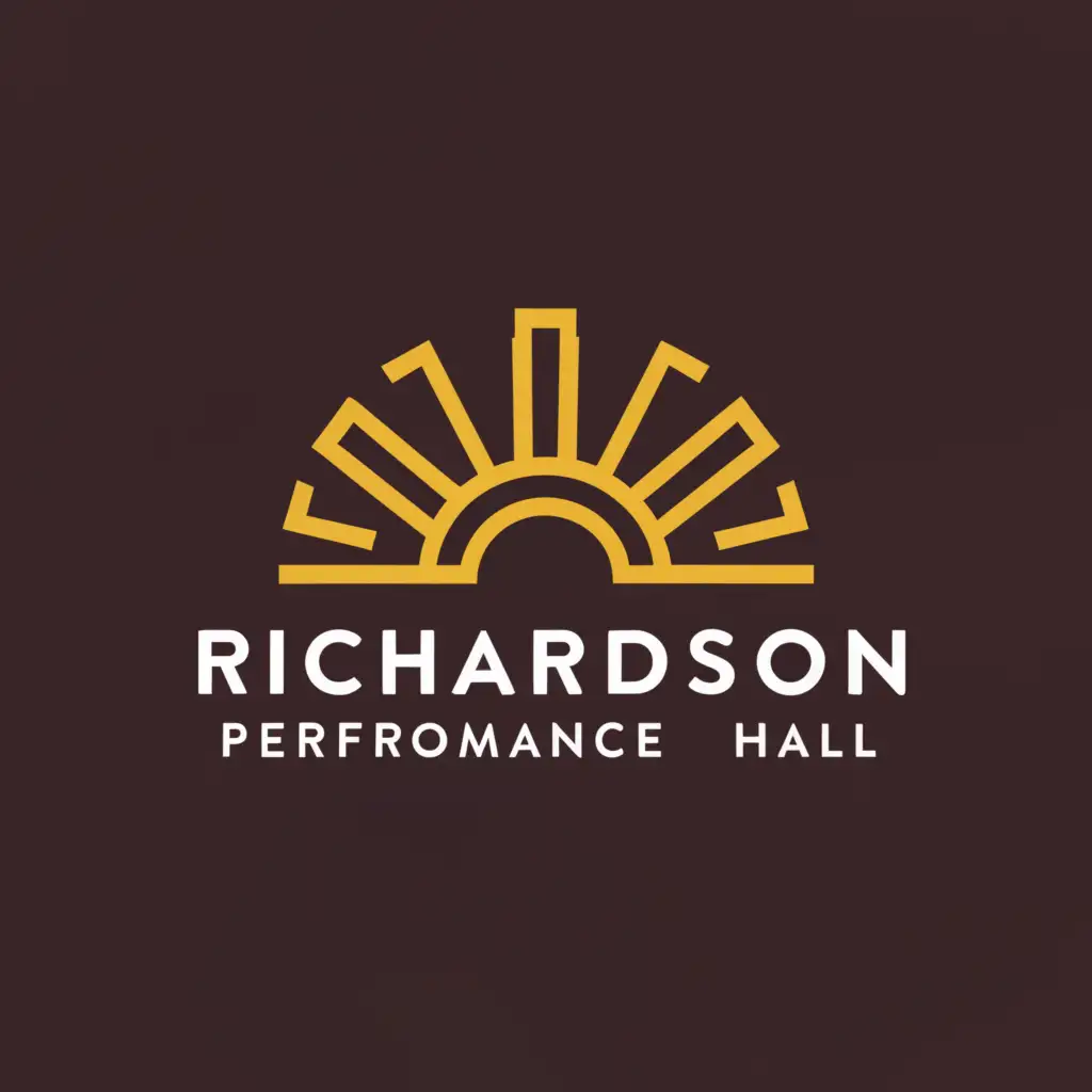 LOGO-Design-for-Richardson-Performance-Hall-Aztec-Art-Deco-Sun-Symbolizing-Inspiration-and-Elegance