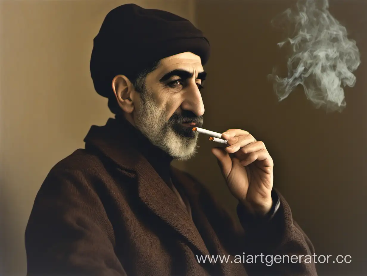 Traditional-Armenian-Man-Smoking-a-Cigarette