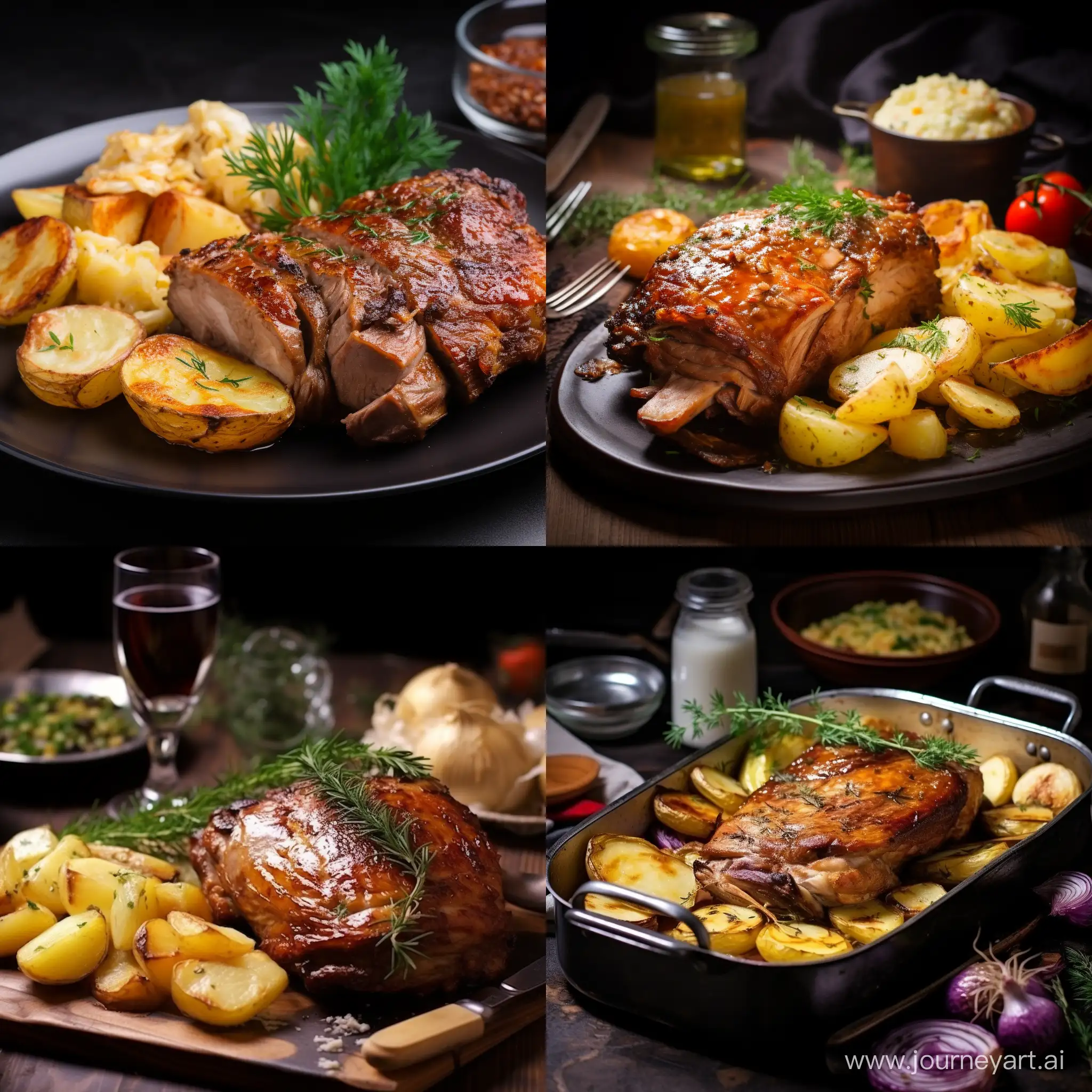 Delicious-Roast-Veal-with-Baked-Potatoes-and-White-Cabbage