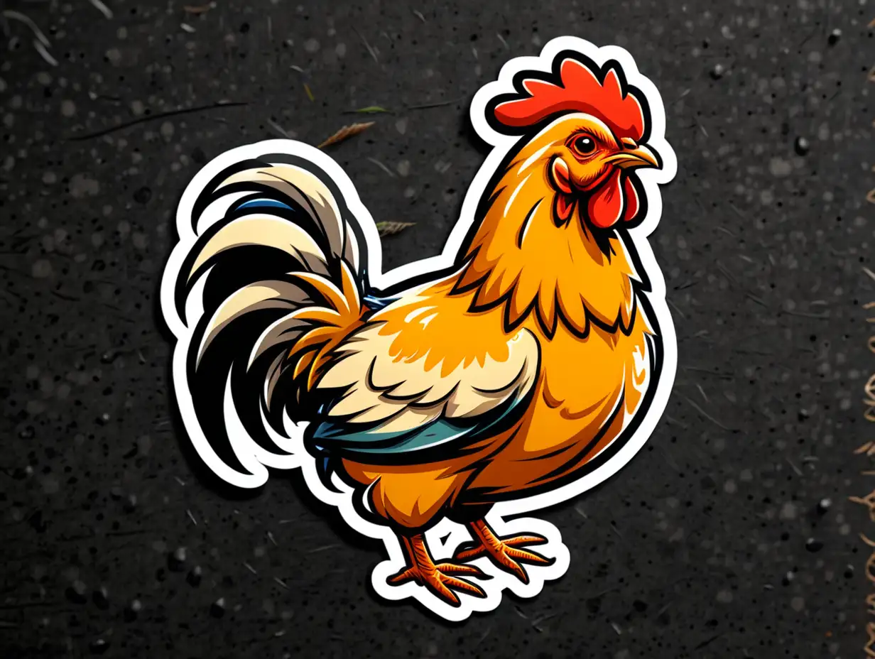Colorful Rooster Sticker with Vibrant Feathers