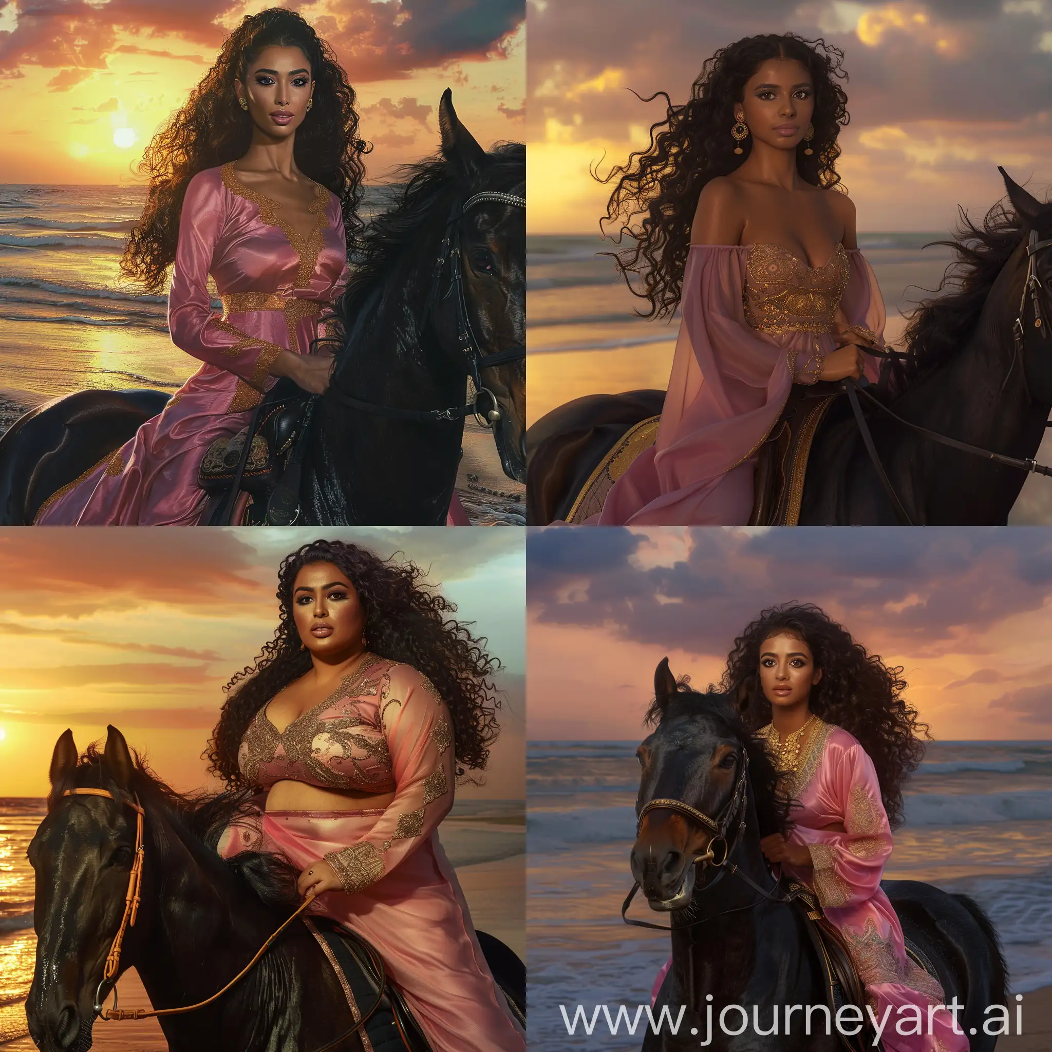 Kuwaiti-Equestrian-Beauty-Riding-a-Black-Arabian-Horse-at-Sunset