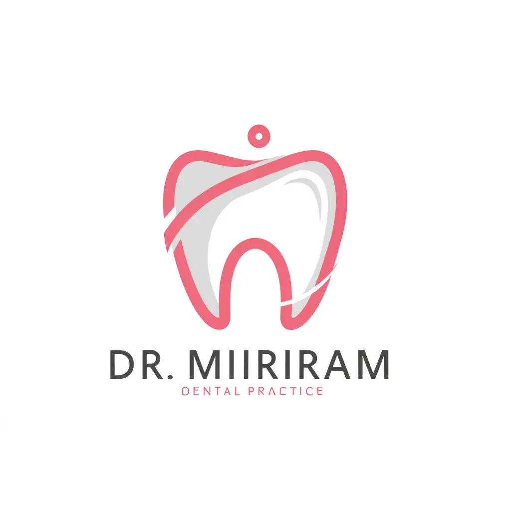 a logo design,with the text "Dr Miriam", main symbol:tooth consisting of letter m and k
ths symbol with color white and some pink

,Moderate,be used in Medical Dental industry,clear background