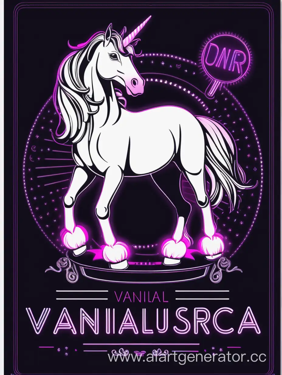 vanilla unicorn poster design bar dark and neon theme. Black and white
