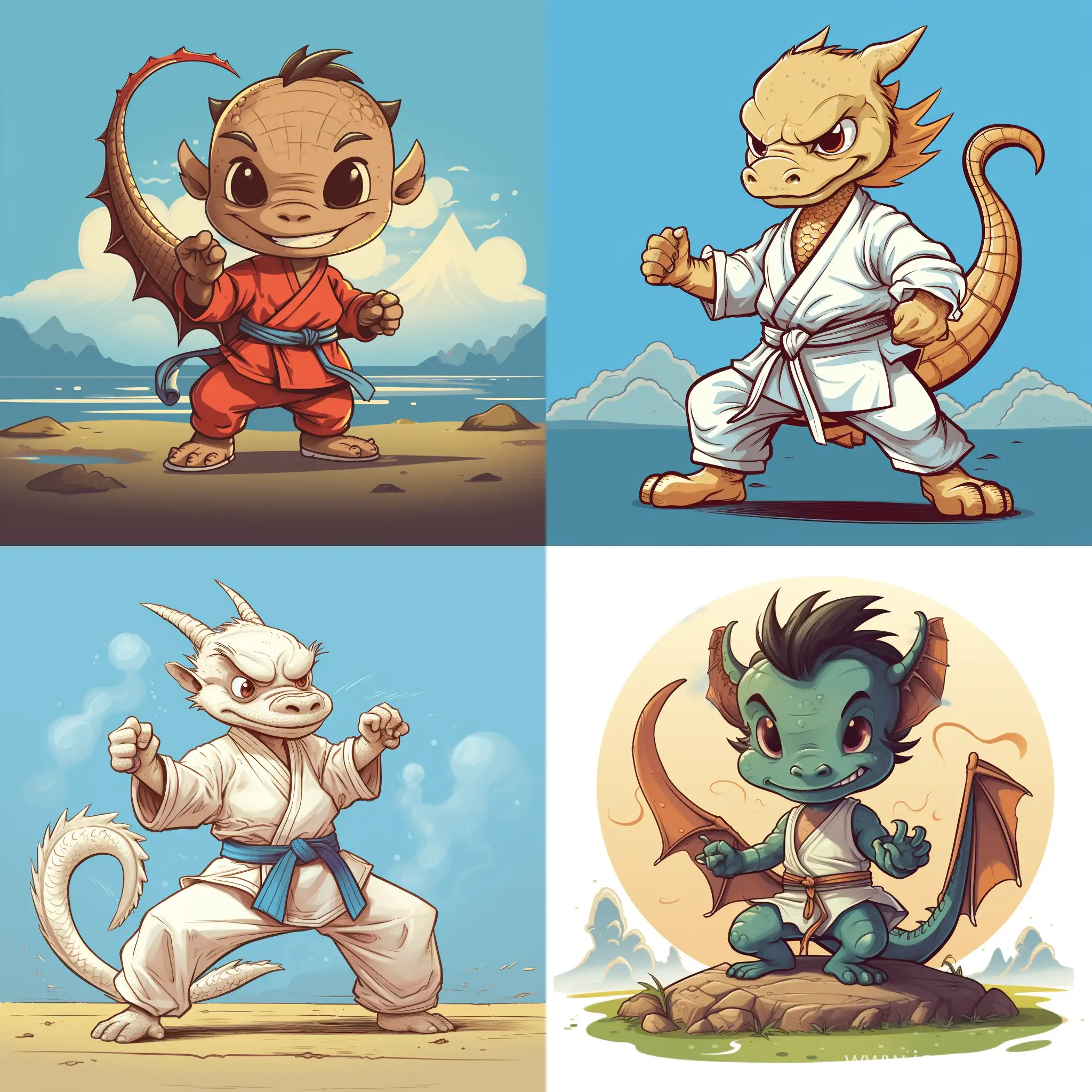 Cartoon-Dragon-Perfecting-Karate-Moves
