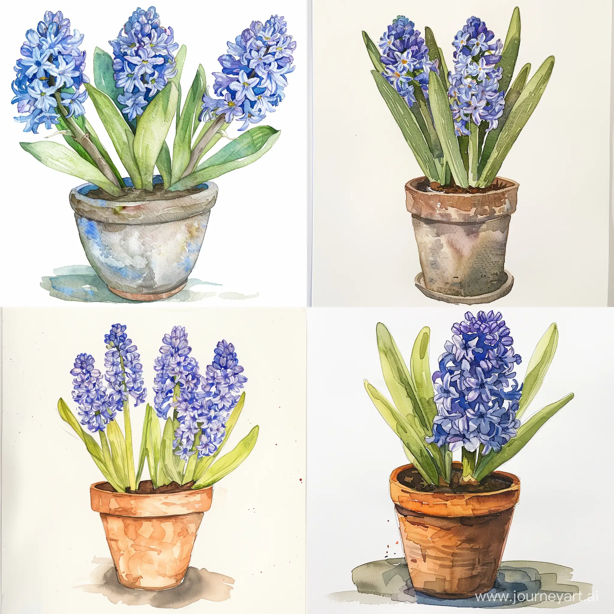 hyacinth in a pot watercolor sketch