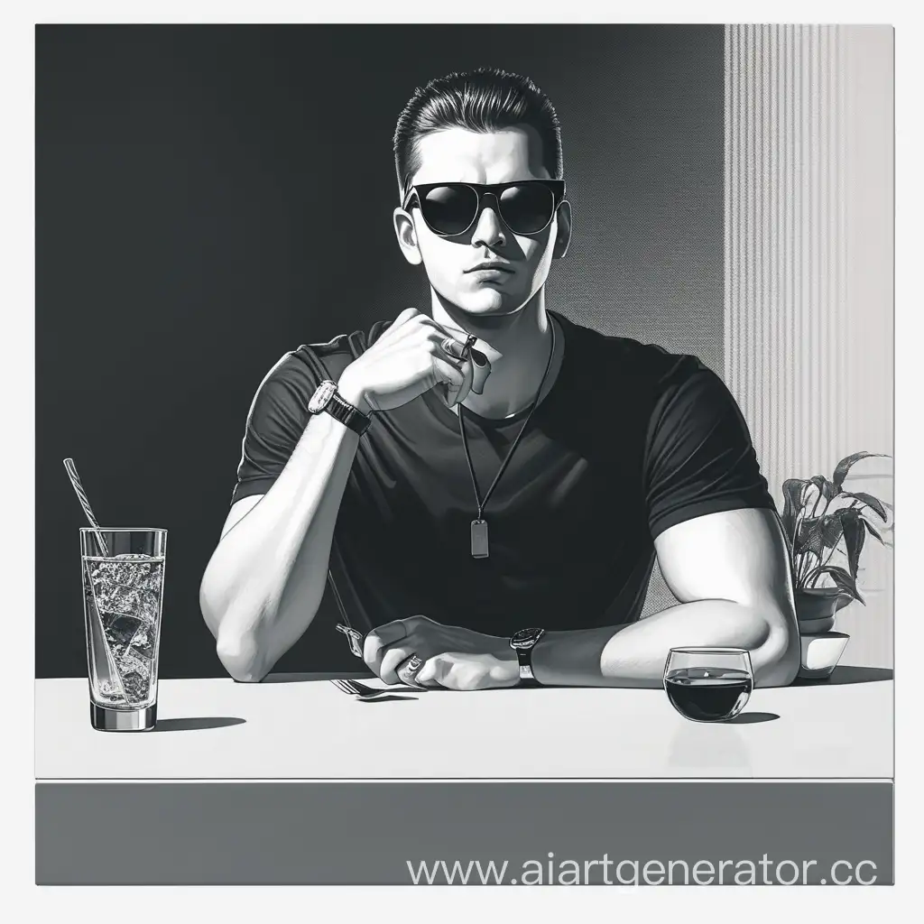 Man-in-Dark-Sunglasses-Sitting-at-Table