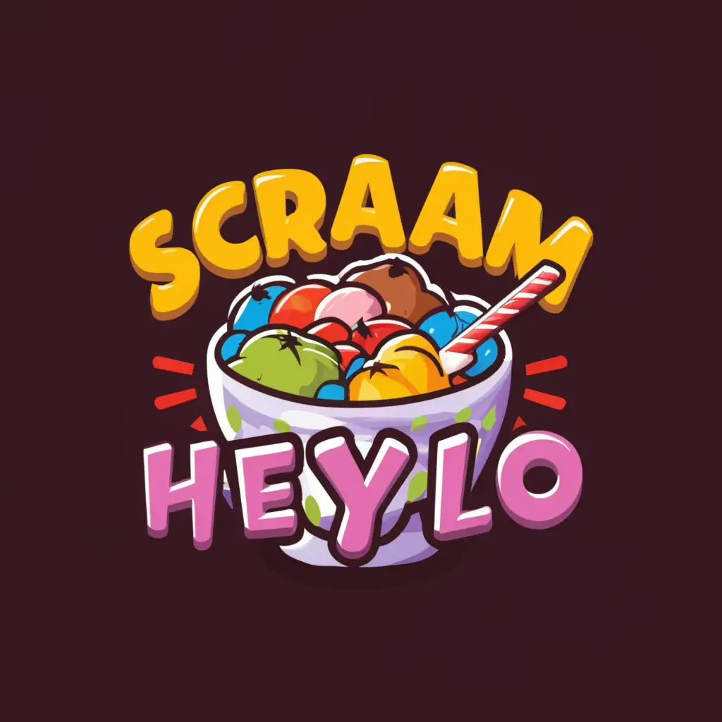 LOGO-Design-For-Scram-Heylo-Vibrant-Halohalo-Illustration-for-Restaurant-Branding