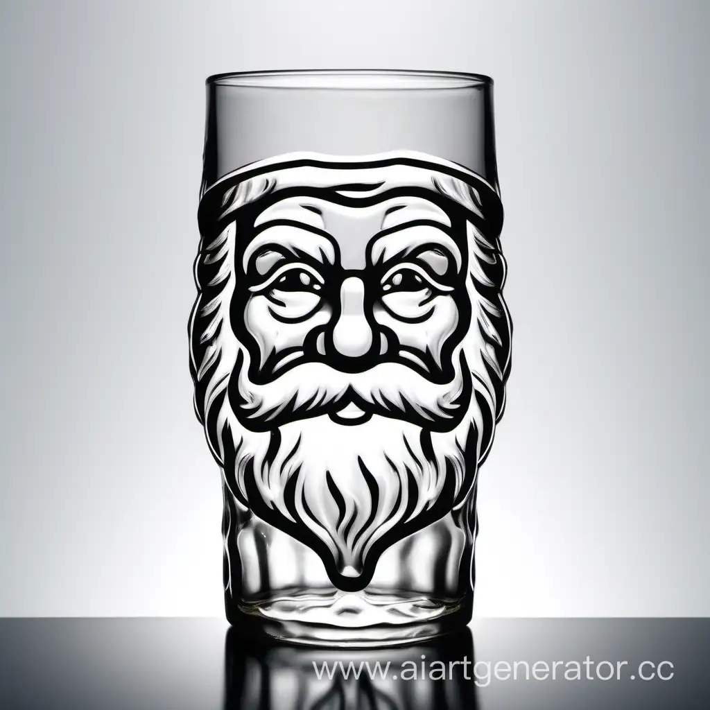 glass glass for light beer in the form of Santa Claus's head on a white background