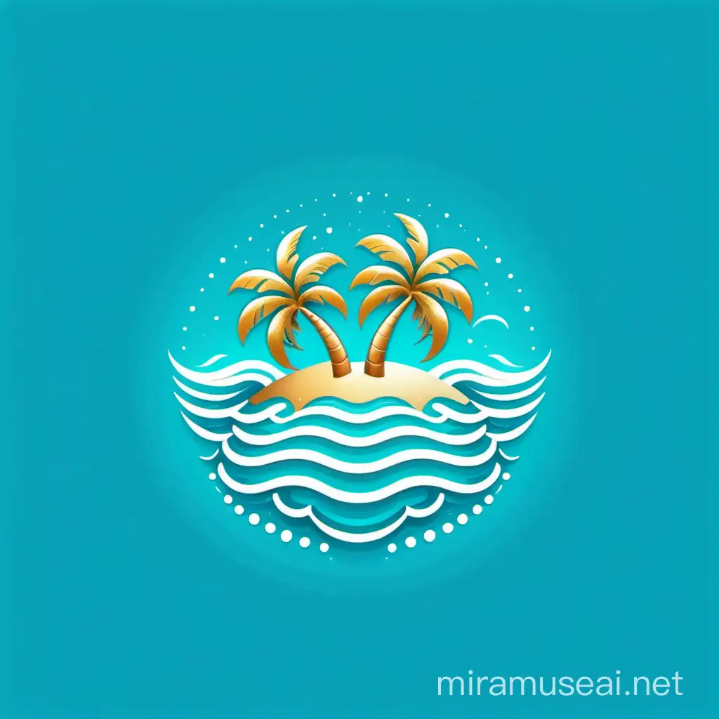 small luxery
 logo flat tropical RESORT management names: premium property mangement

you see in the logo:
zeniabeach.be name,palm tree, transparent background,
white apartment, waves blue and gold