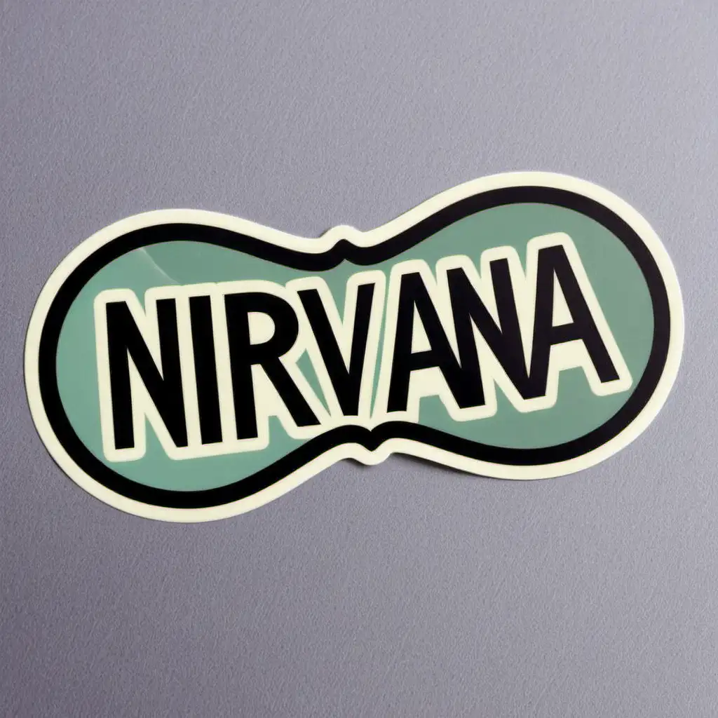 A sticker with the word "NIRVANA"