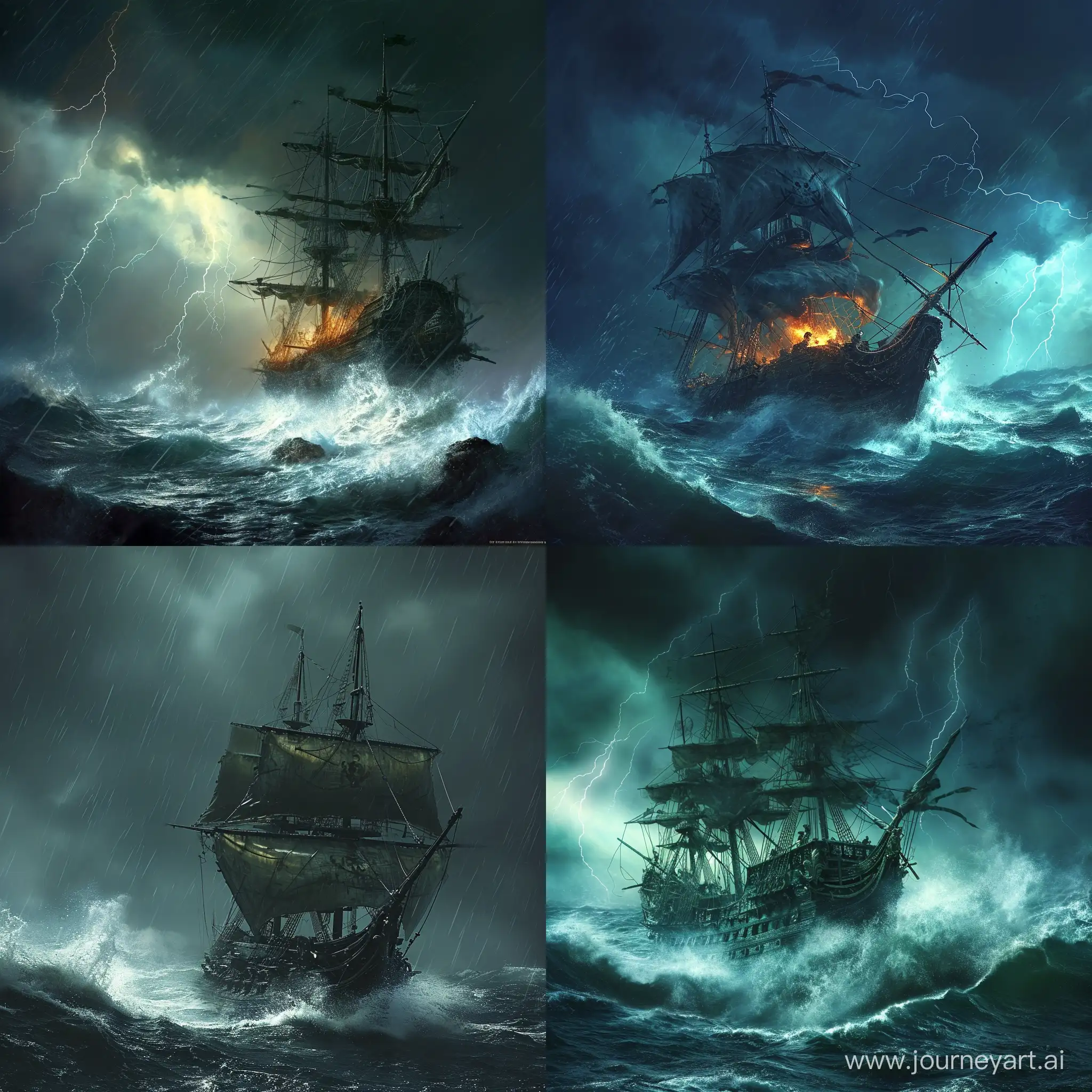 Pirate-Ship-Battling-Stormy-Seas-Artwork