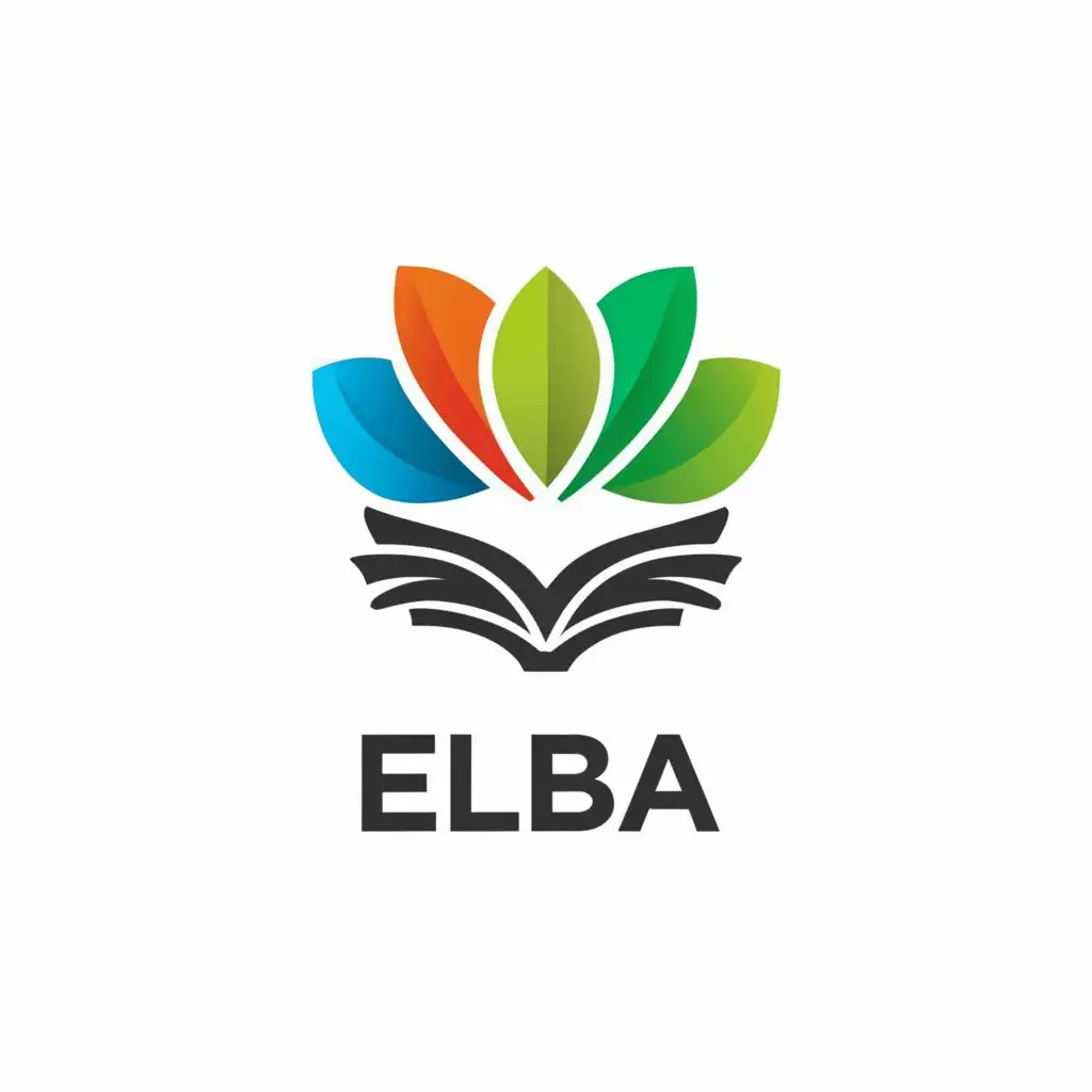 a logo design,with the text "Elba", main symbol:9 leaves, book, cooperation,Moderate,be used in Technology industry,clear background