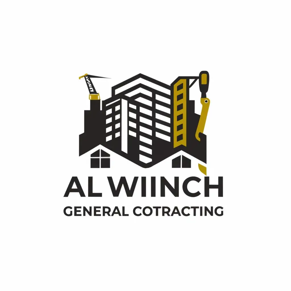 a logo design,with the text "Al Winch General Contracting", main symbol:CONSTRUCTION OF BUILDING  ,complex,be used in Construction industry,clear background