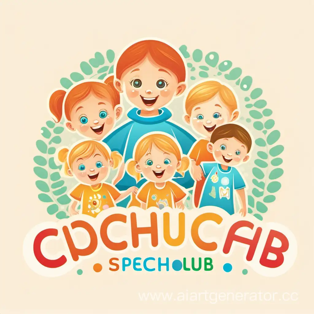 логотип логопедического детского клуба в светлых тонах на русском языке
