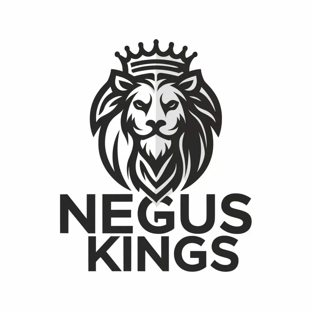 a logo design,with the text "NEGUS KINGS", main symbol:BARBER LION,Moderate,clear background