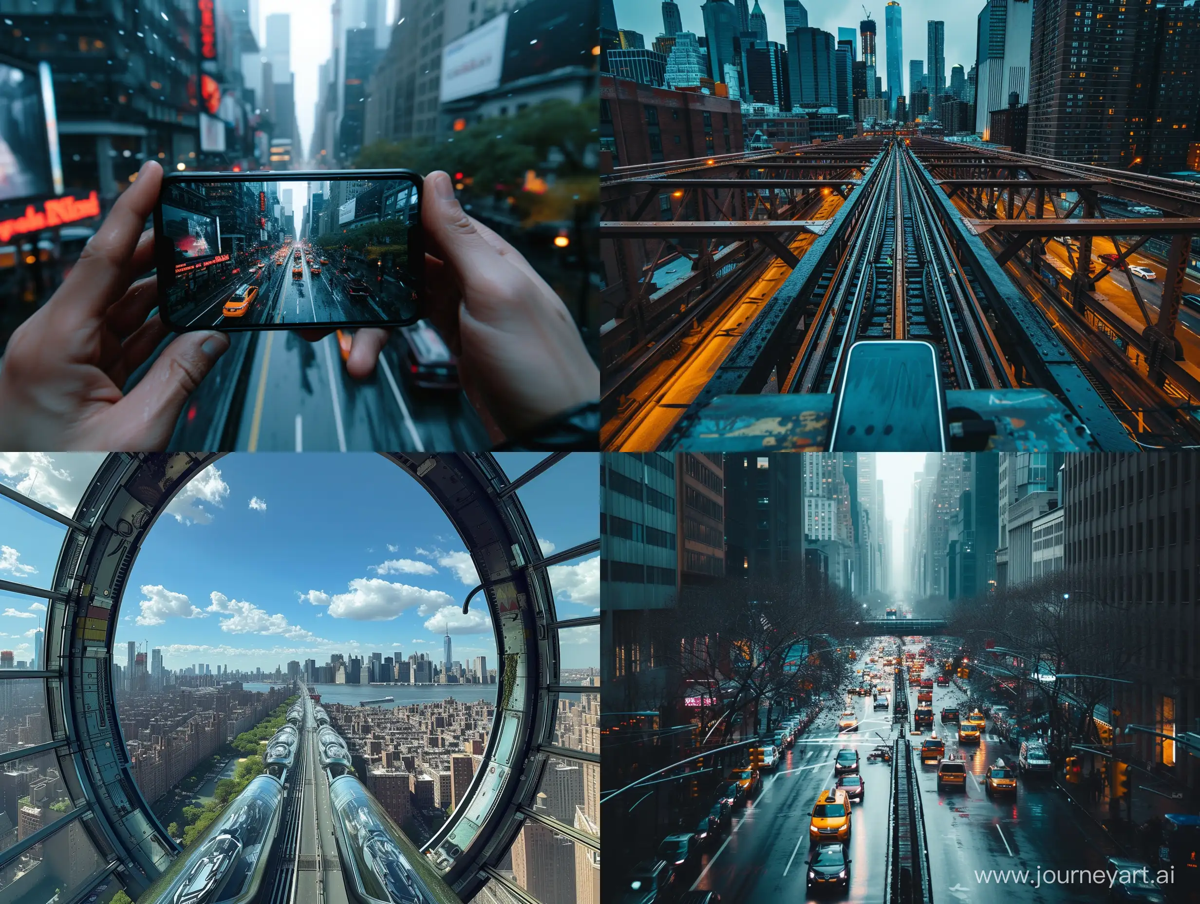 Futuristic-New-York-Cityscape-Captivating-Photography-of-a-Stylish-Urban-Environment-with-Wide-Transportation-Views