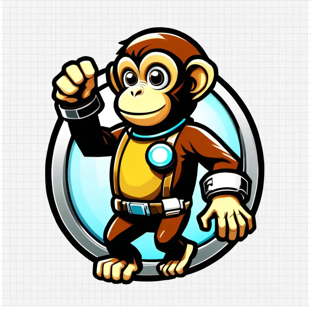 Teleporting Monkey Icon on Transparent Background