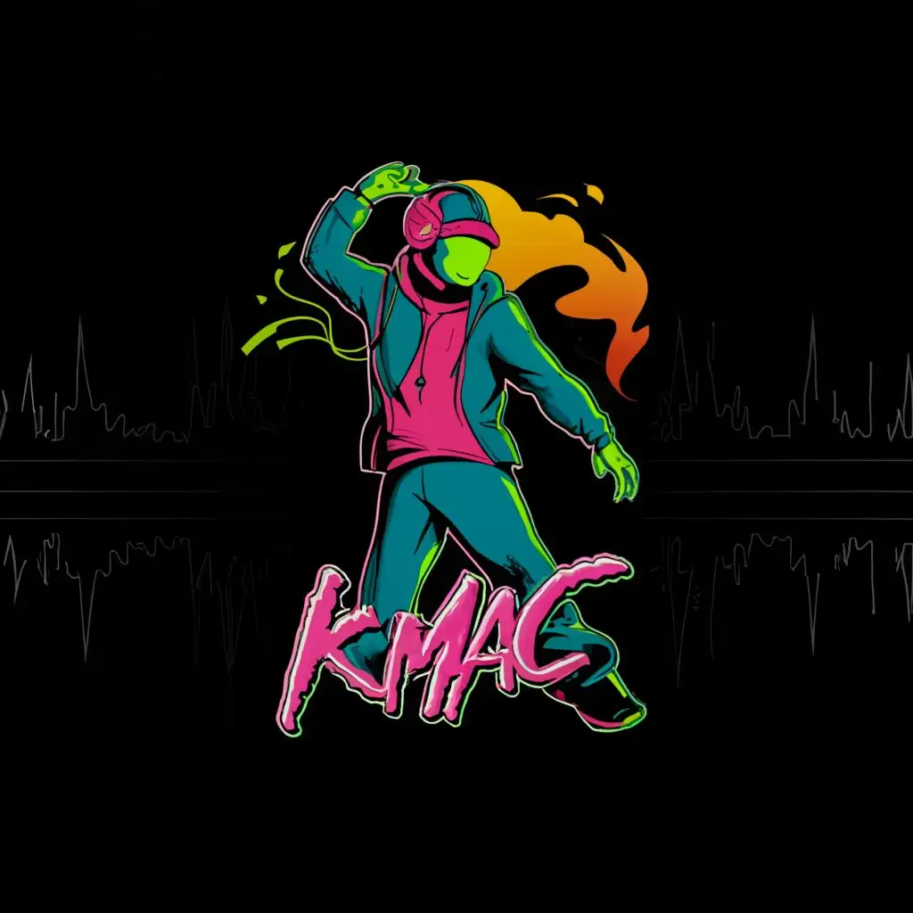 a logo design,with the text "K Mac", main symbol:Silholette of a hip hop artist,Moderate,clear background