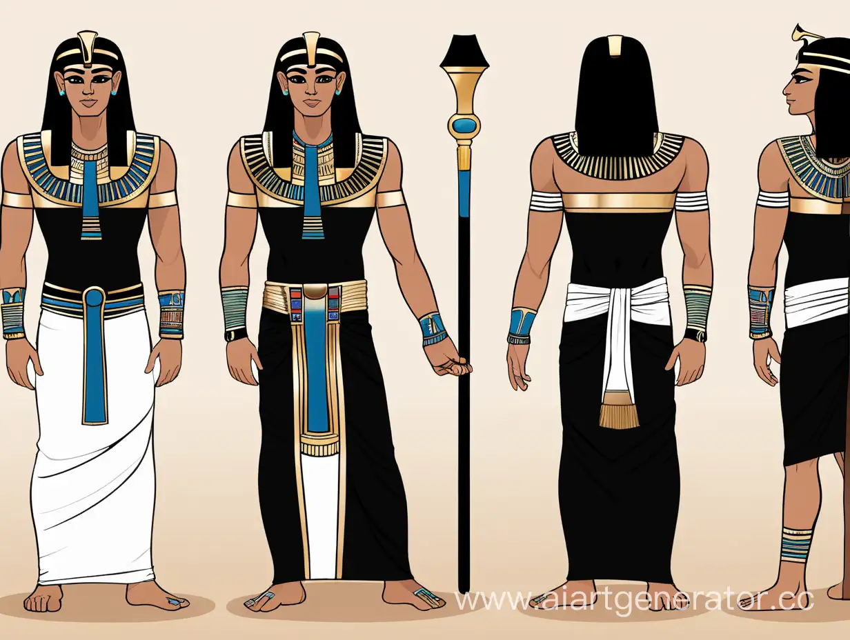 Облегающая мужская одеждав египетском стиле черного цвета