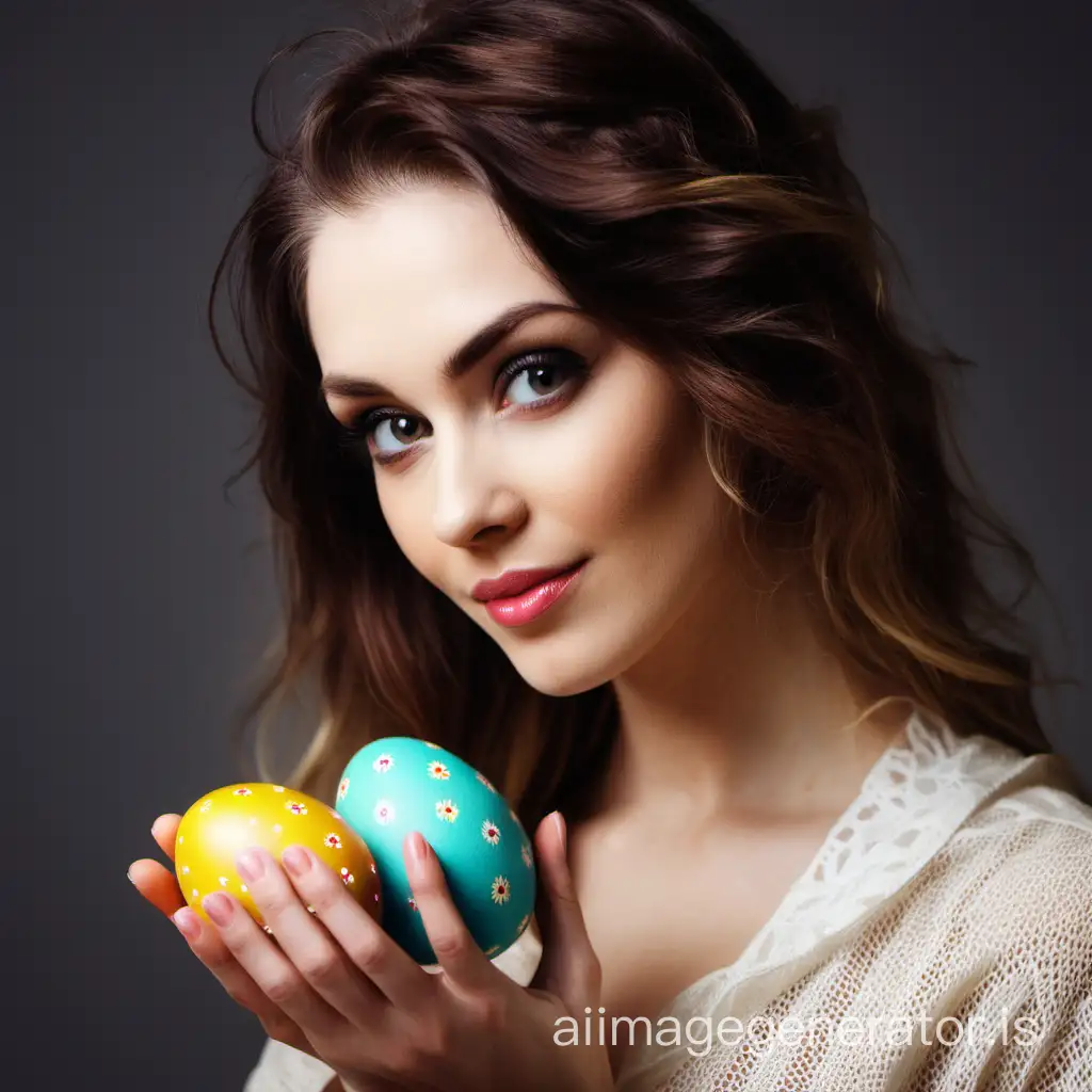 beautiful woman with easter egg