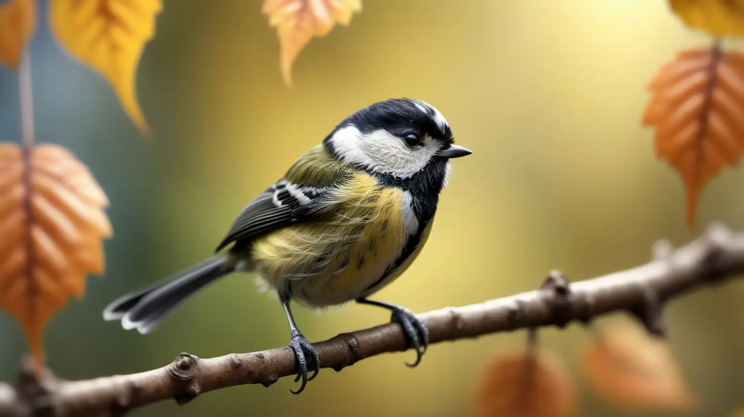 Cheerful Tit Perched on Branch in High Definition
