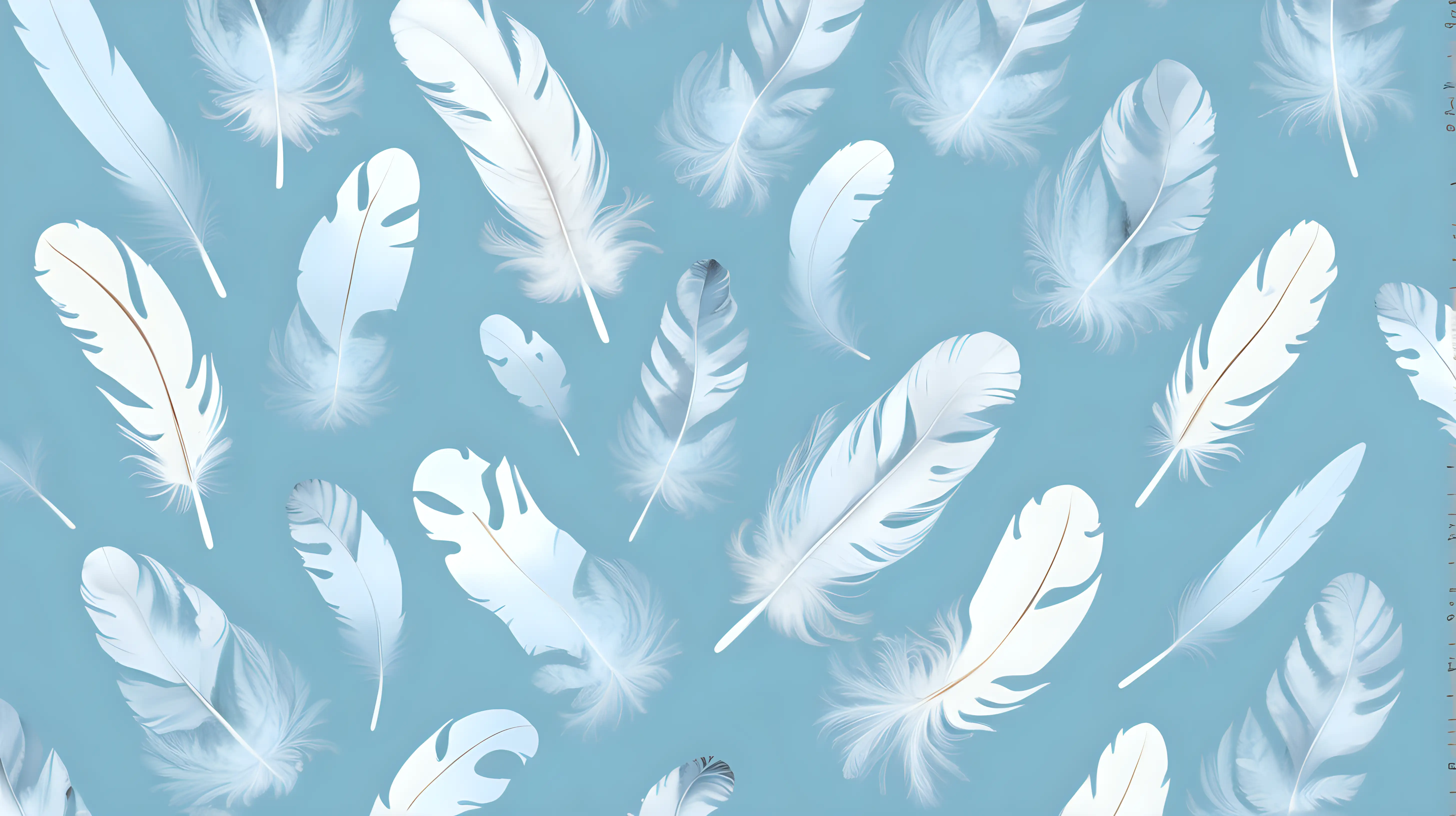 Ethereal Feather Dance Delicate Feathers Floating on a Pale Blue Canvas
