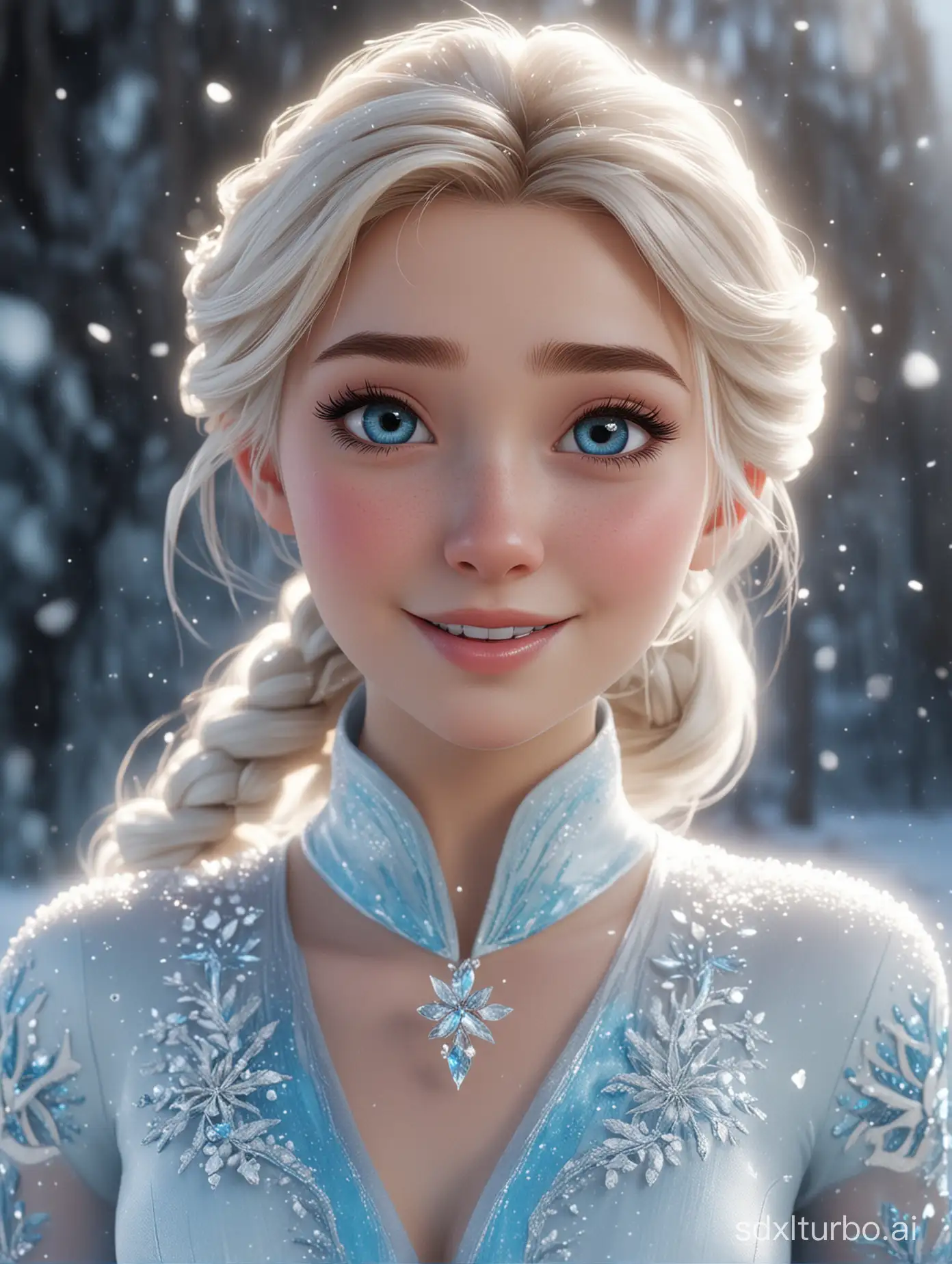 Joyful-Ice-Queen-Elsa-Cosplayer-Animated-with-Unreal-Engine-5-Style